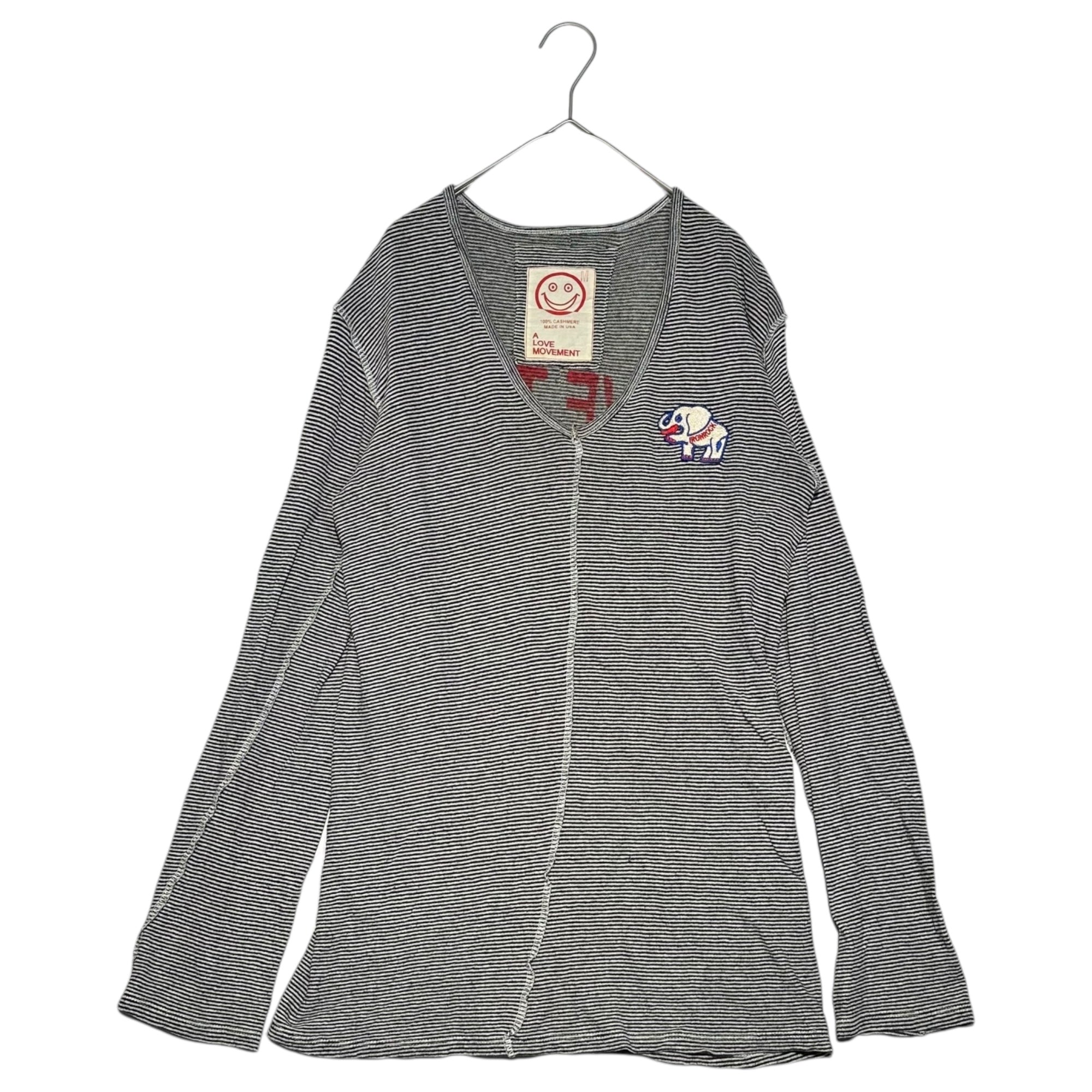 A LOVE MOVEMENT(アラブムーブメント) V-neck Cashmere Reconstructed Striped Cut and Sewn Vネック カシミア 再構築 ボーダー カットソー M ブラック×ホワイト USA製 ALM LOVE THIEF