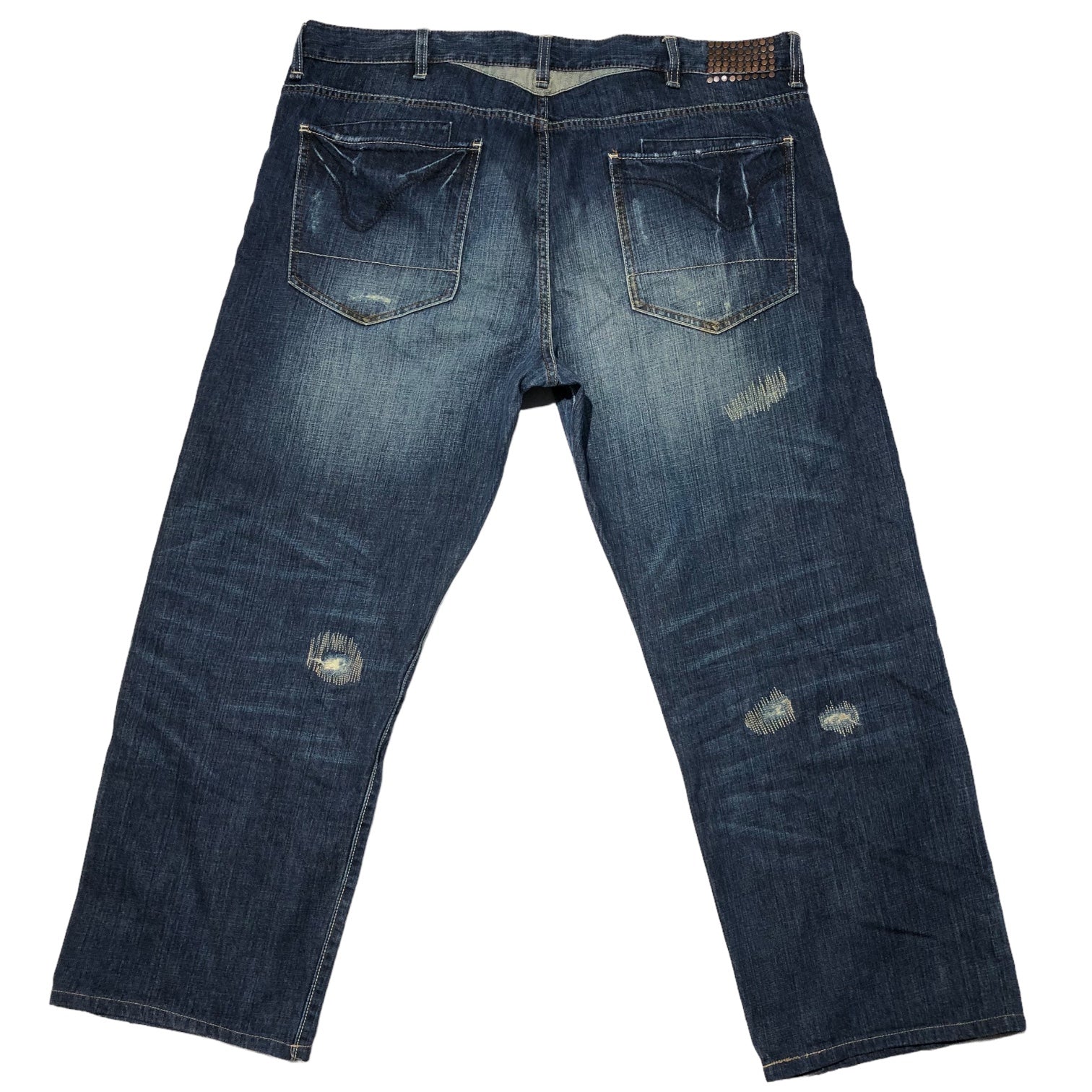 SEAN JOHN(ショーンジョン) 00's Vintage processed baggy denim pants ヴィンテージ加工 バギー デニム パンツ 42 インディゴ Y2K ヒップホップ スタッズ