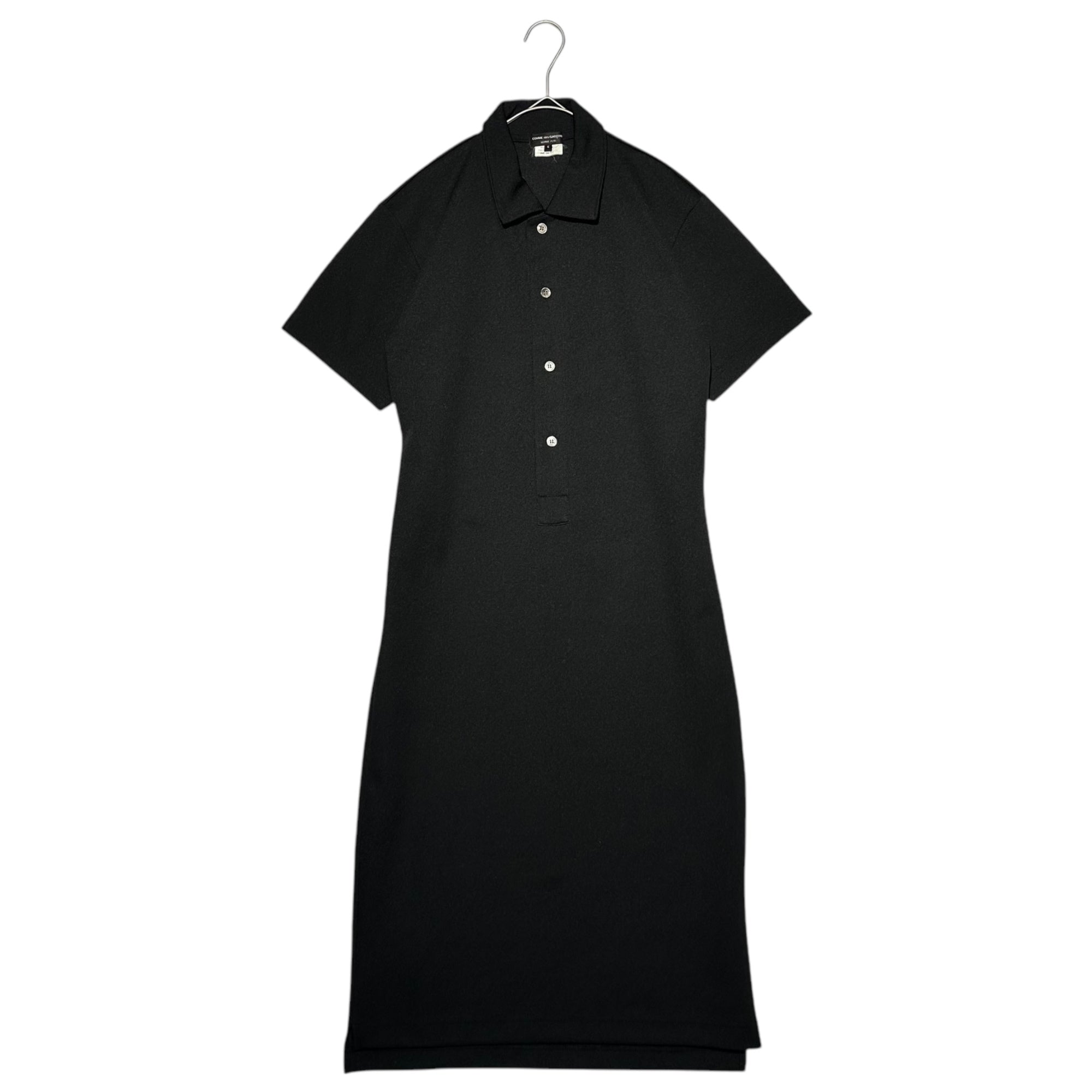COMME des GARCONS HOMME PLUS(コムデギャルソンオムプリュス) 12SS Polyester Deer S/S Long Polo Shirt ポリエステル 鹿の子 半袖 ロング ポロ シャツ PI-T004 S ブラック AD2011 ワンピース