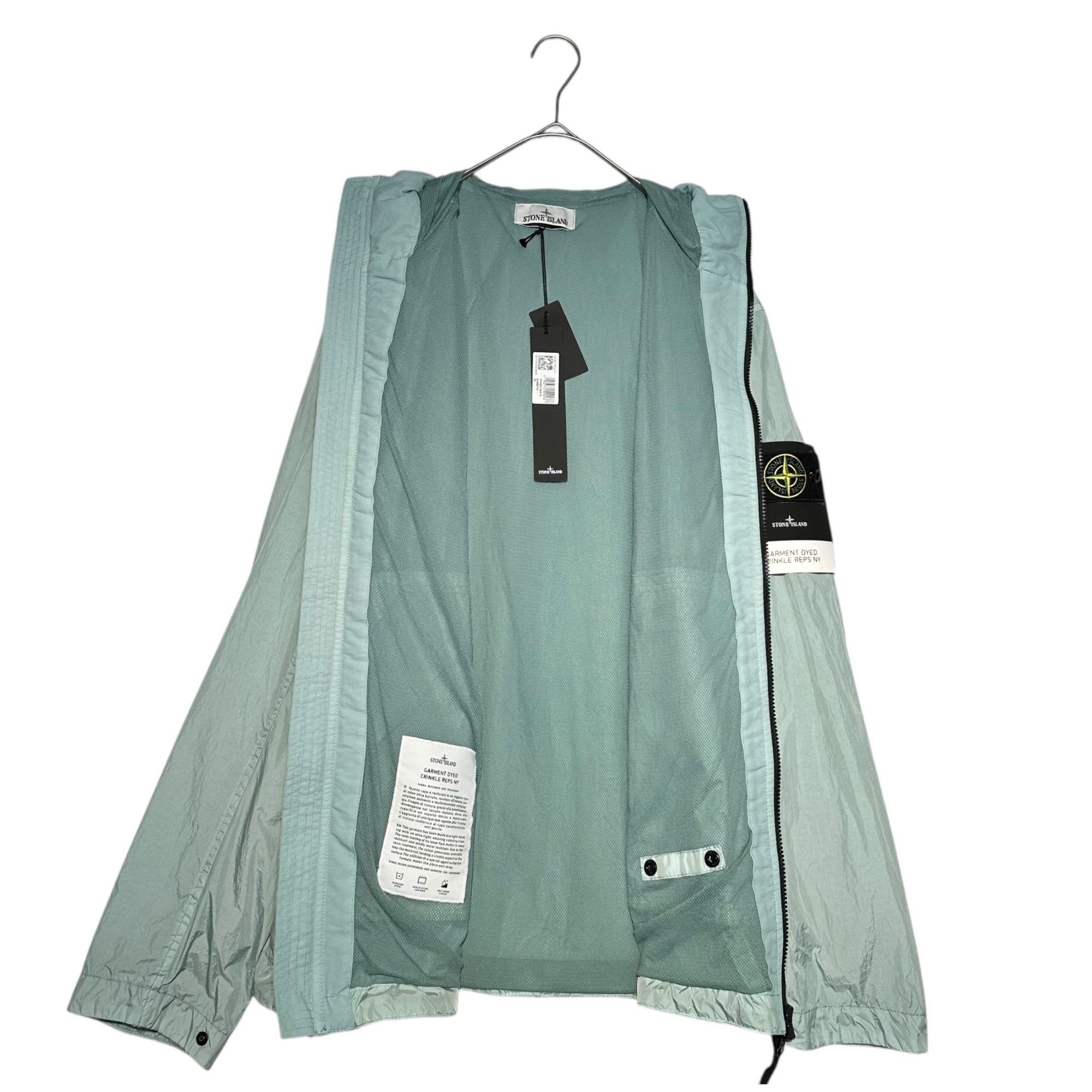 STONE ISLAND(ストーンアイランド) 23SS Crinkle Reps NY Hooded Jacke クリンクル レップス ナイロン フーデッド ジャケット 781540522 XL ライトブルー マウンテンパーカー ガーメントダイ