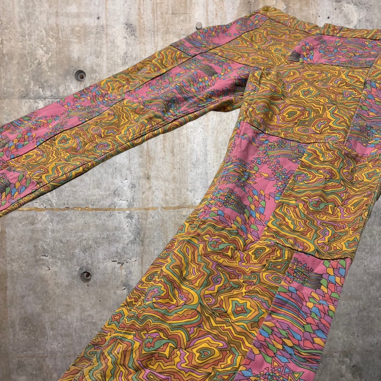 COMME des GARCONS HOMME PLUS EVER GREEN(コムデギャルソンオムプリュスエバーグリーン) 08SSサイケ期復刻パンツ PA-P203 S オレンジ×ピンク AD2007