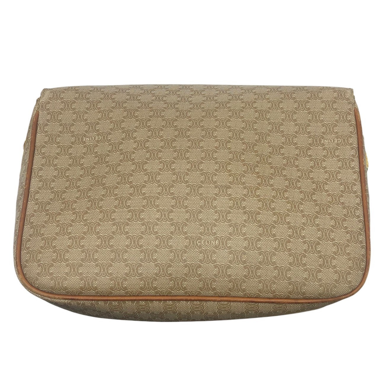 CELINE(セリーヌ) Vintage macadam gold hardware shoulder bag ヴィンテージ ゴールド 金具 マカダム ショルダー バッグ FD07 ベージュ×ブラウン 金 リボン