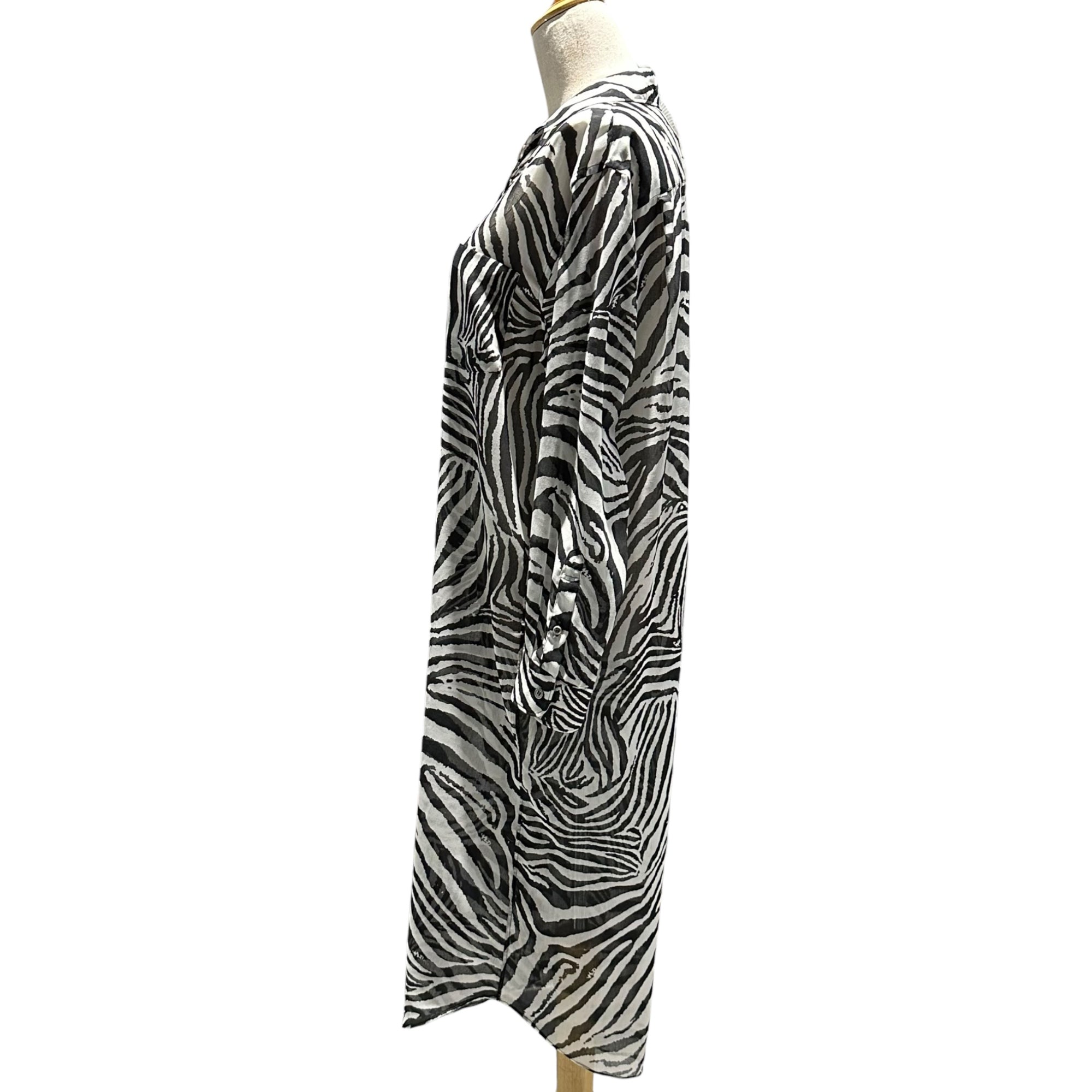 COMME des GARCONS JUNYA WATANABE(コムデギャルソンジュンヤワタナベ) 20AW Zebra Muslin Shirt Dress ゼブラ モスリン シャツ ドレス ワンピース JF-O014 S ホワイト×ブラック AD2020