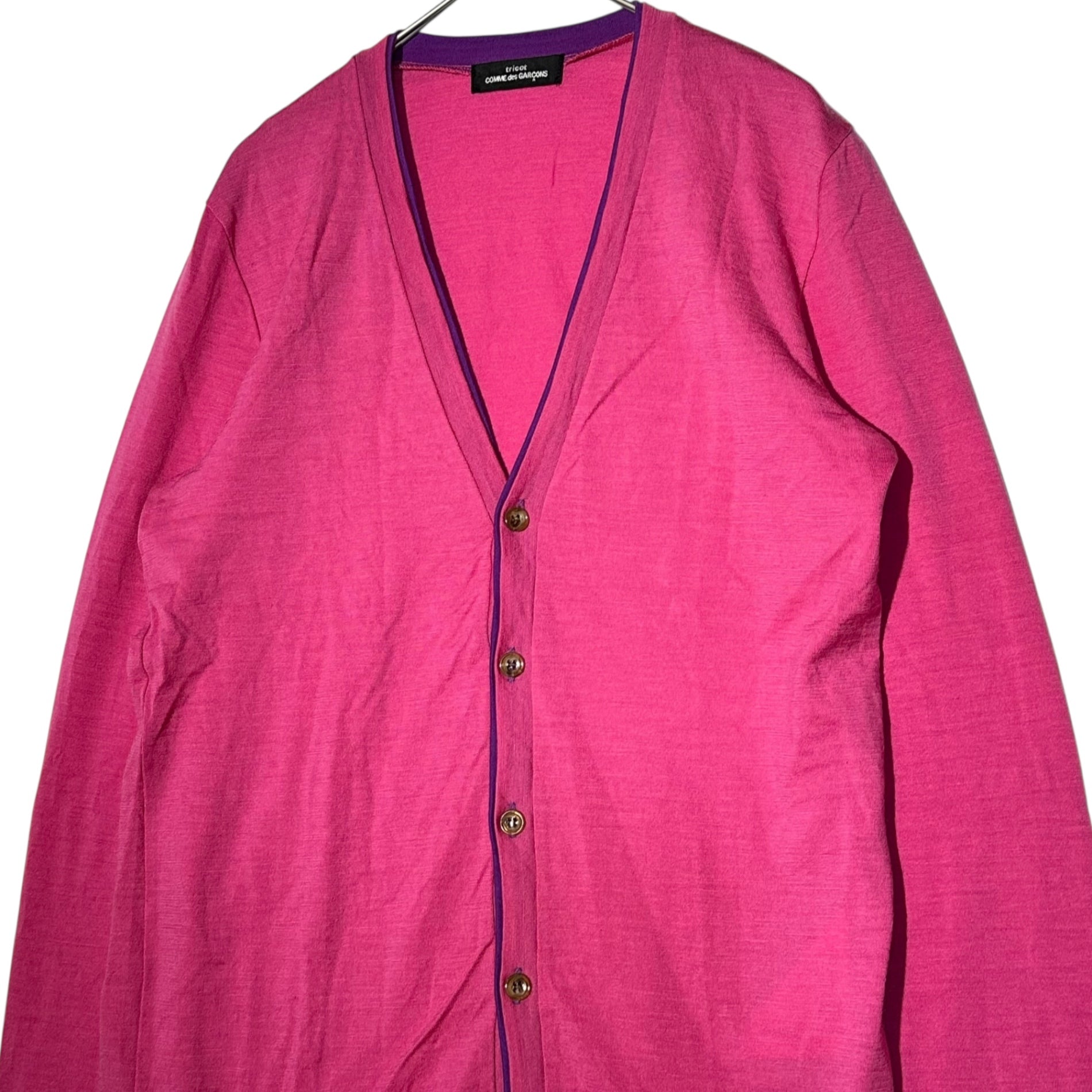 tricot COMME des GARCONS(トリココムデギャルソン) 09AW Peach Pink Wool Cardigan パイピンク ウール カーディガン TD-T058 表記無(M程度) ピンク×パープル AD2009