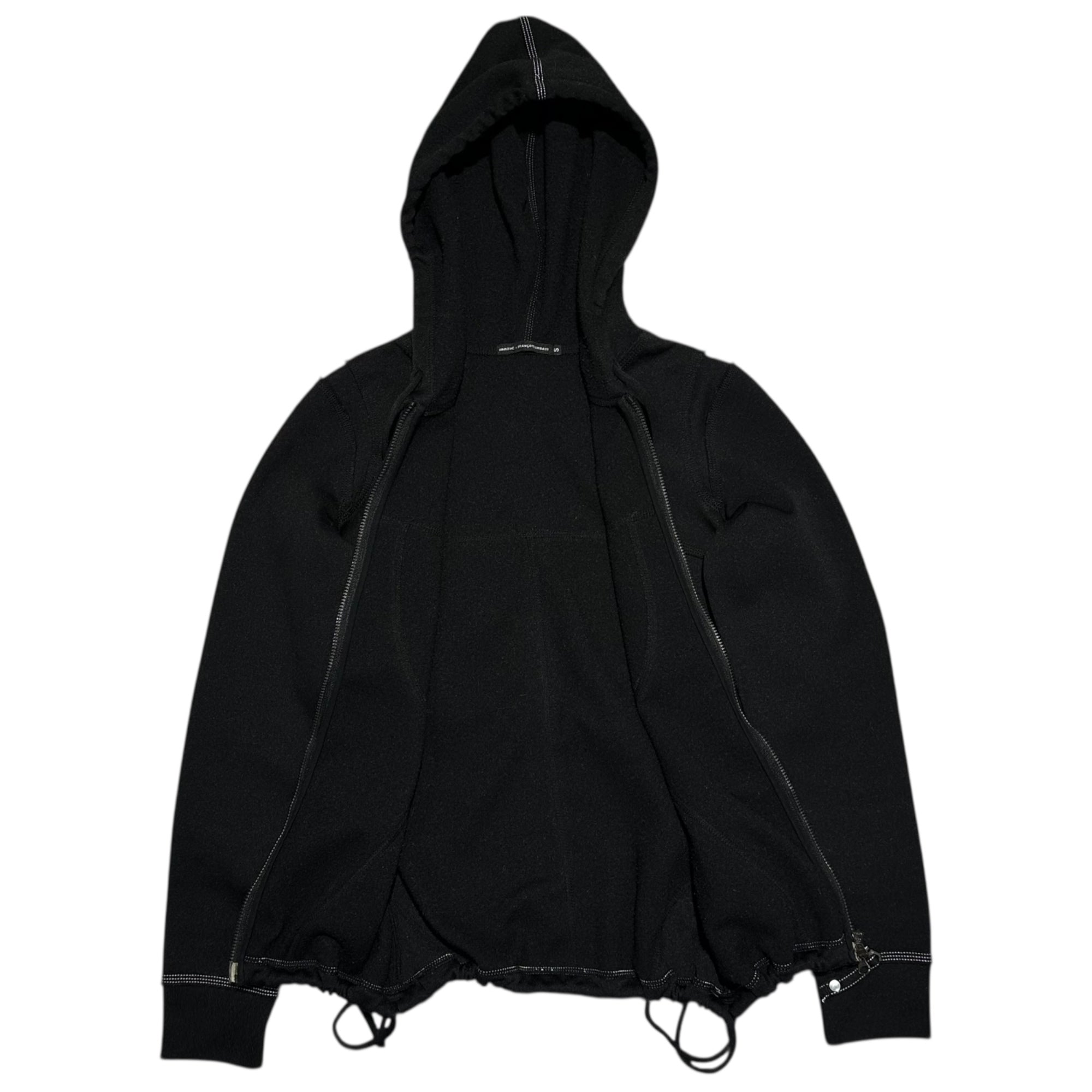 MARITHE FRANCOIS GIRBAUD(マリテフランソワジルボー) 00's Drawstring Hem Polyester Zip Hoodie 裾 ドロー コード ポリエステル ジップ パーカー F7-6441 S ブラック Y2K