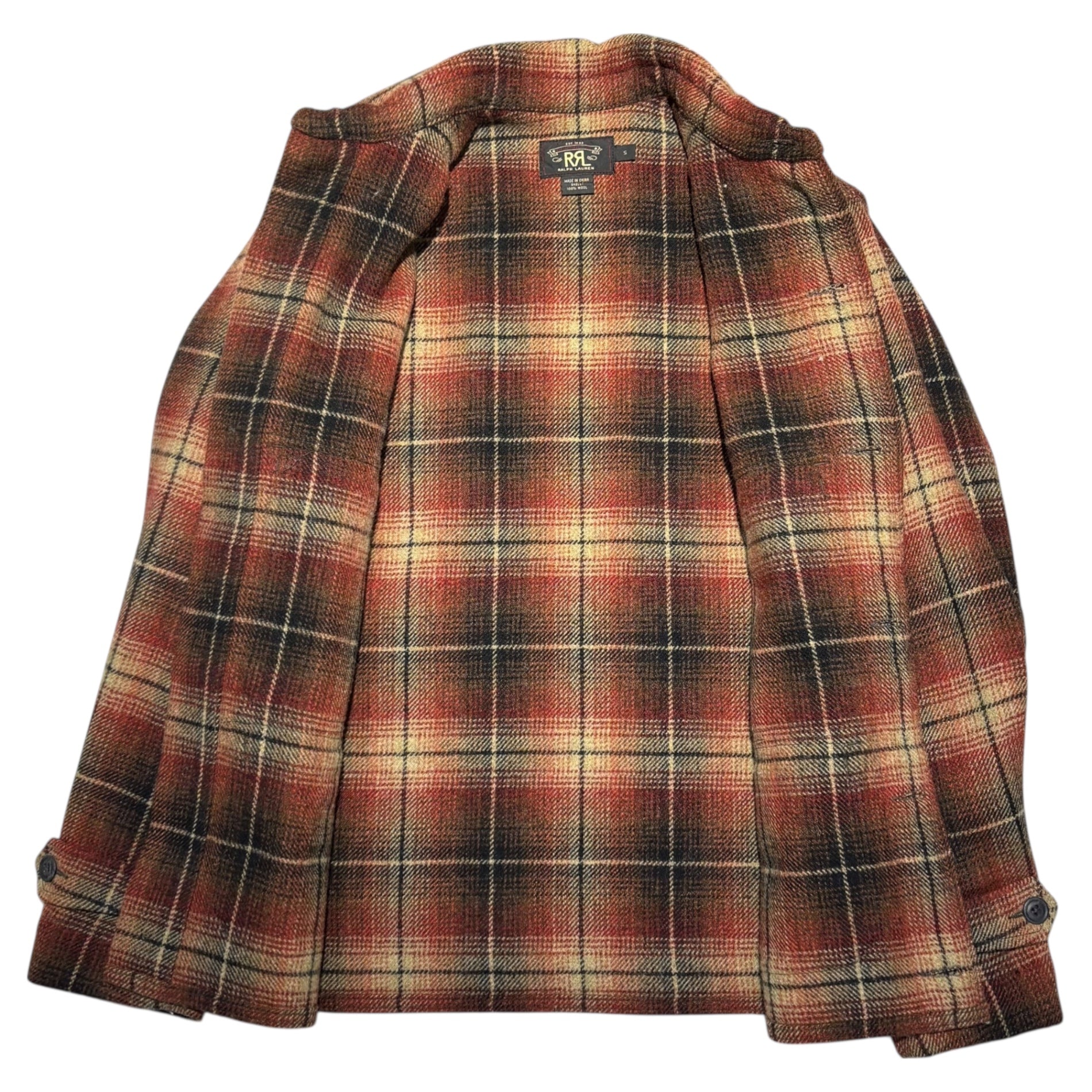 RRL(ダブルアールエル) Ombre Plaid Wool Hunting Jacket オンブレ プラッド ウール ハンティング ジャケット S レッド×ベージュ