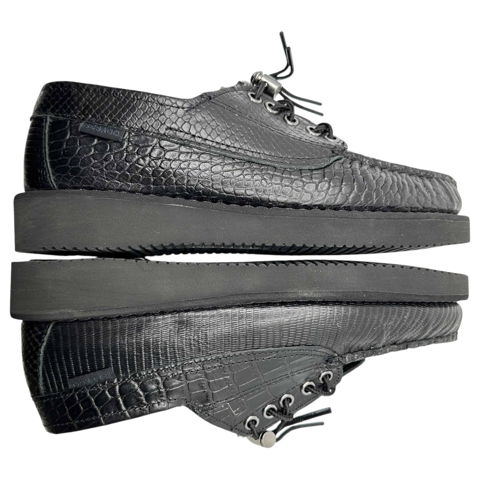 Engineered Garments×SEBAGO(エンジニアードガーメンツ×セバゴ) Zipper Deck Exotic ジッパーデッキ エキゾチック デッキ シューズ 77113FW 27.54cm ブラック レザー 革靴