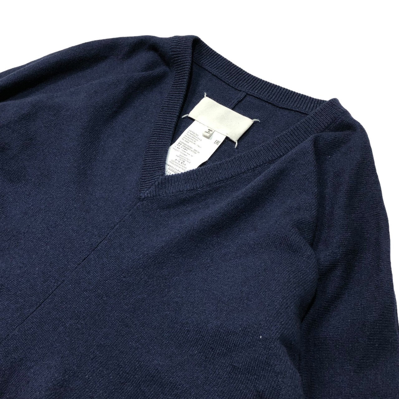 MAISON MARGIELA(メゾンマルジェラ) 21SS Cotton cashmere V-neck knit pullover コットン カシミヤ Vネック ニット プルオーバー s29ha0637 s17720 XL ネイビー カシミヤ50% 綿50%