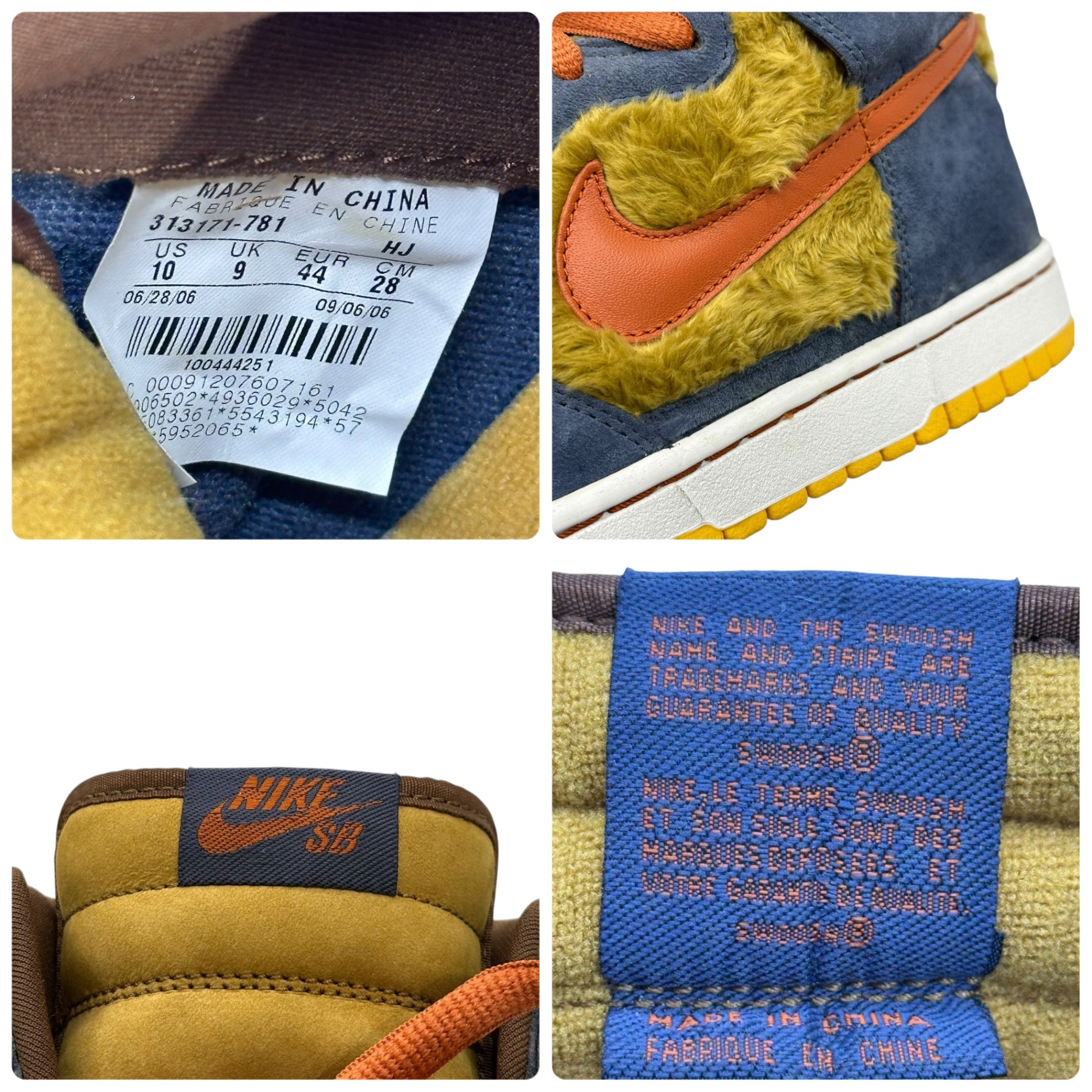 NIKE(ナイキ) 2006 SB Dunk High Premium "Papa Bear" SB ダンク ハイ プレミアム "パパ ベアー" 313171-781 28cm ブルー×ベージュ ハイカット スニーカー 箱付 メディコム トイ