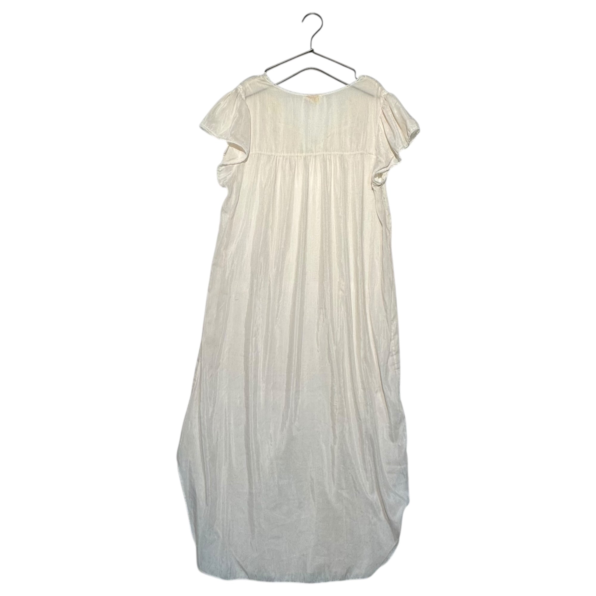 VINTAGE(ヴィンテージ) 70's nighty negligee onepiece dress with lace and embroidery 刺繍とレースの半袖ナイティドレス M~L程度 ピンク