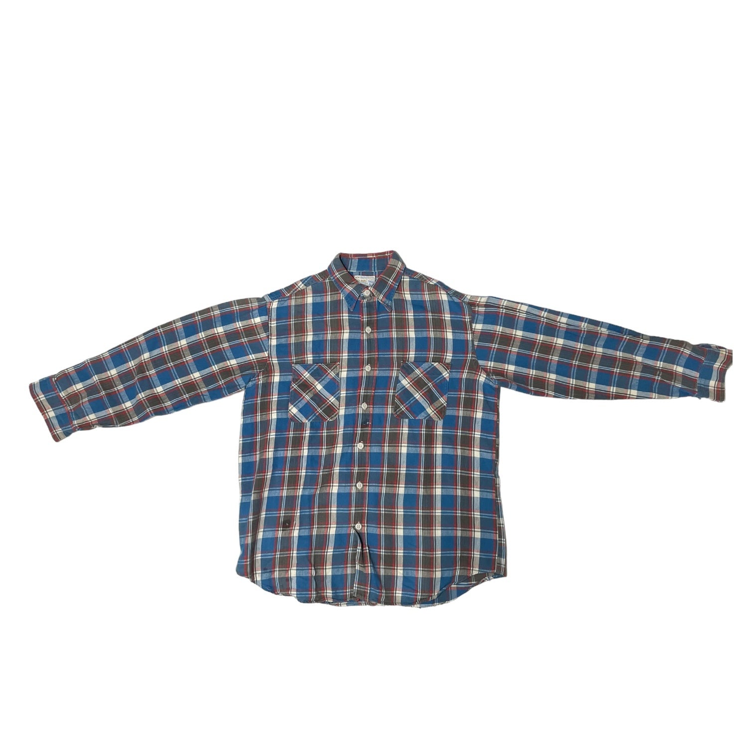 BIGMAC(ビッグマック) 70's cotton check shirt ヴィンテージ コットン チェック シャツ ネルシャツ L TALL ブルー×グレー JCPenney 70年代