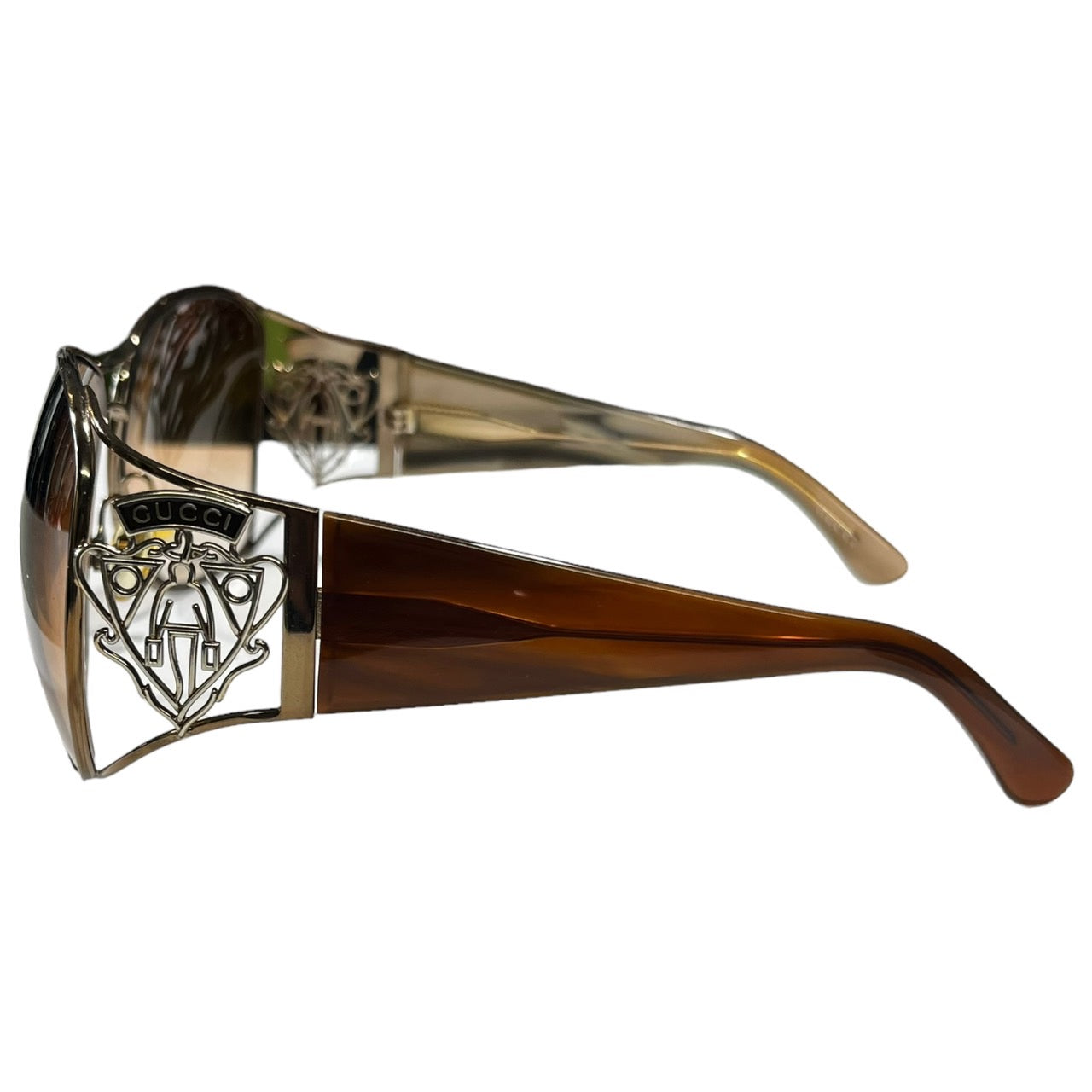 GUCCI(グッチ) ロゴクレストデザインヴィンテージサングラス/ブラウングラデーション/ダブルブリッジ 2827/S1LBBA 60□15-105 ゴールド×ブラウン