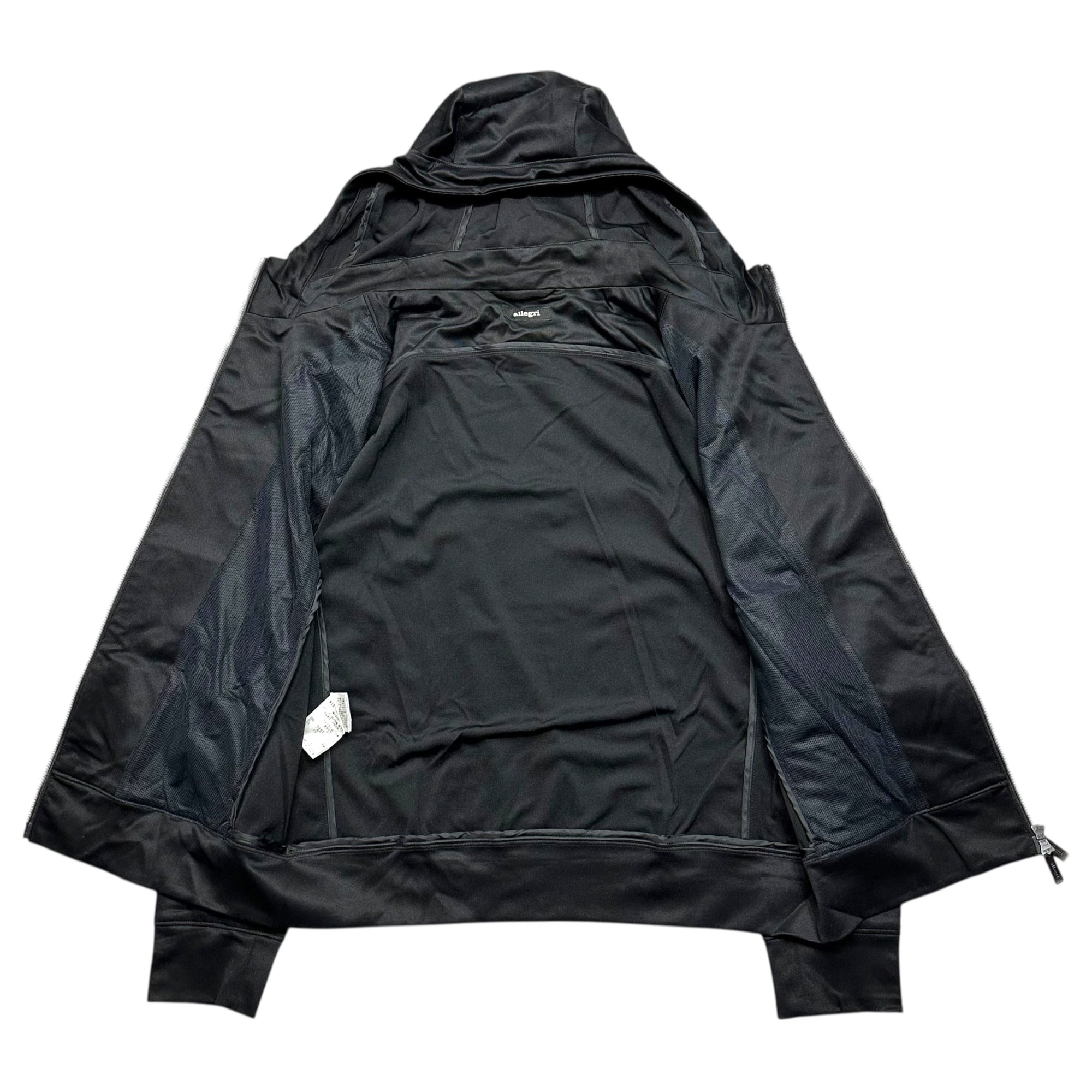 allegri(アレグリ) Sleeve Logo Mesh Zip-Up Hoodie 袖 ロゴ メッシュ ジップアップ フーディ パーカー Q1P80-300-09 48(L) ブラック