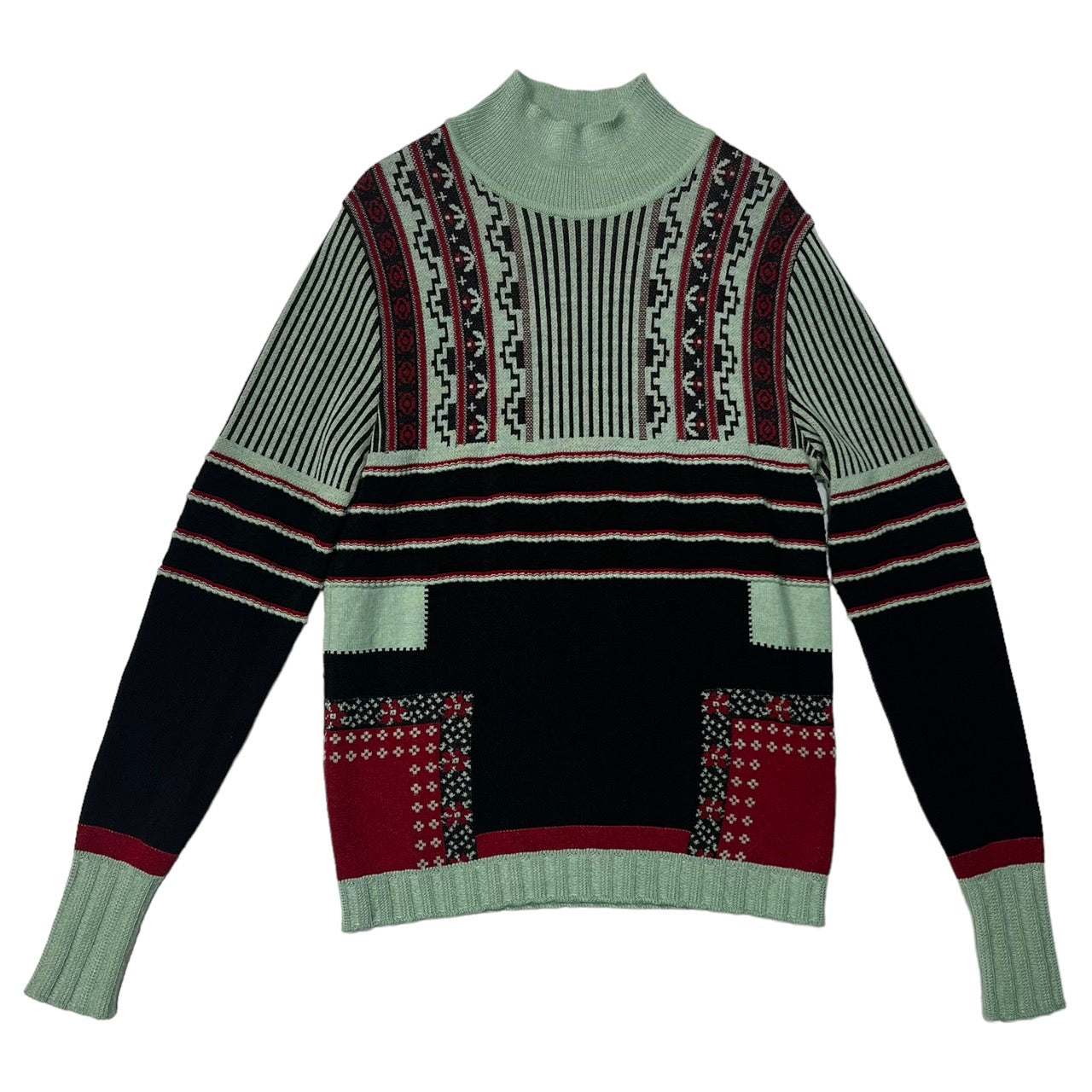 mame kurogouchi(マメ)クロゴウチ) 18AW PEDICEL JACQUARD PULLOVER フラワー ジャガード モックネック ニット MM18AW-KN041 1(S程度) グリーン