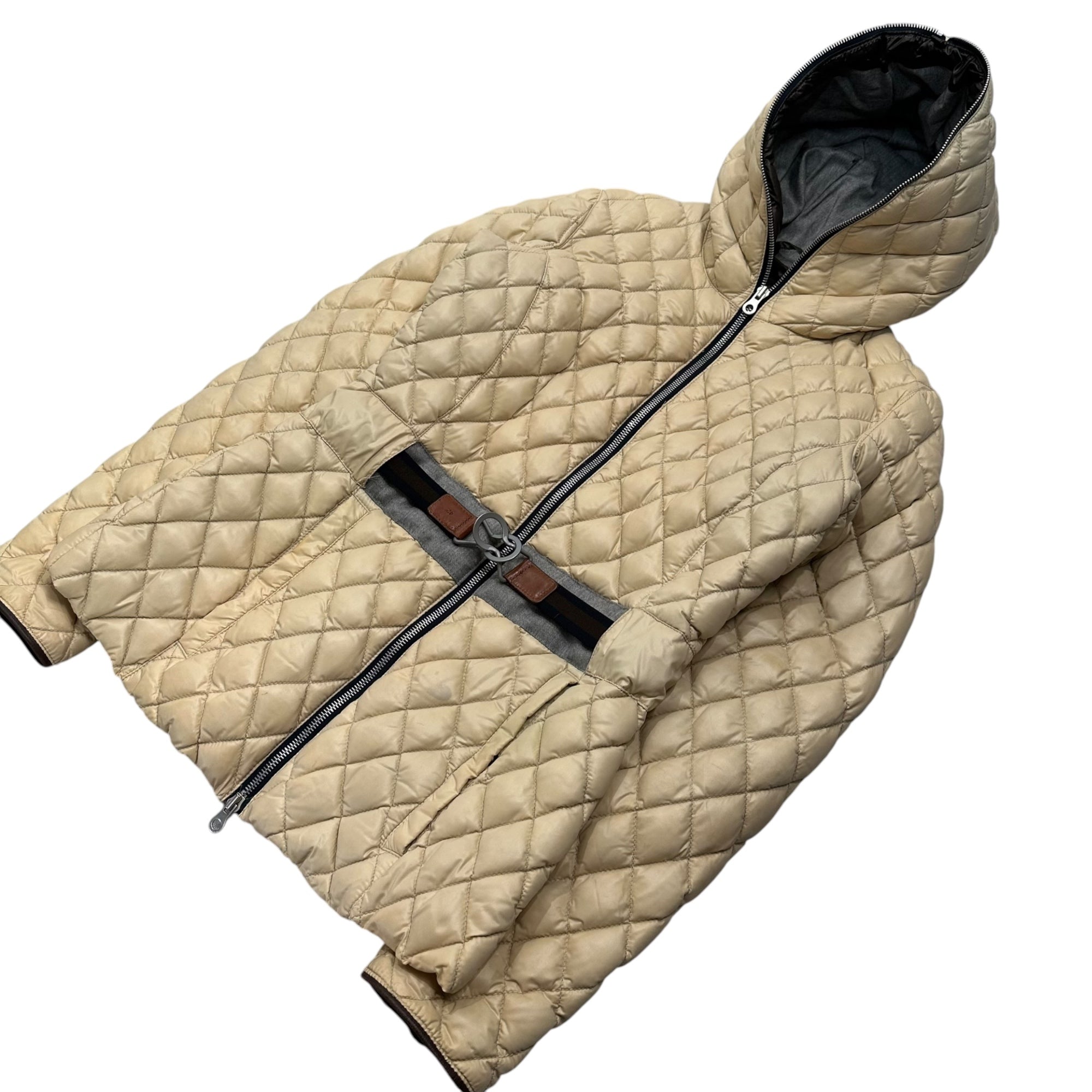 DUVETICA(デュベティカ) CINISCA Belted Quilted Down Jacket ベルテッド キルティング ダウン ジャケット D.3010.00/1057.R 42 ベージュ レザーパイピング