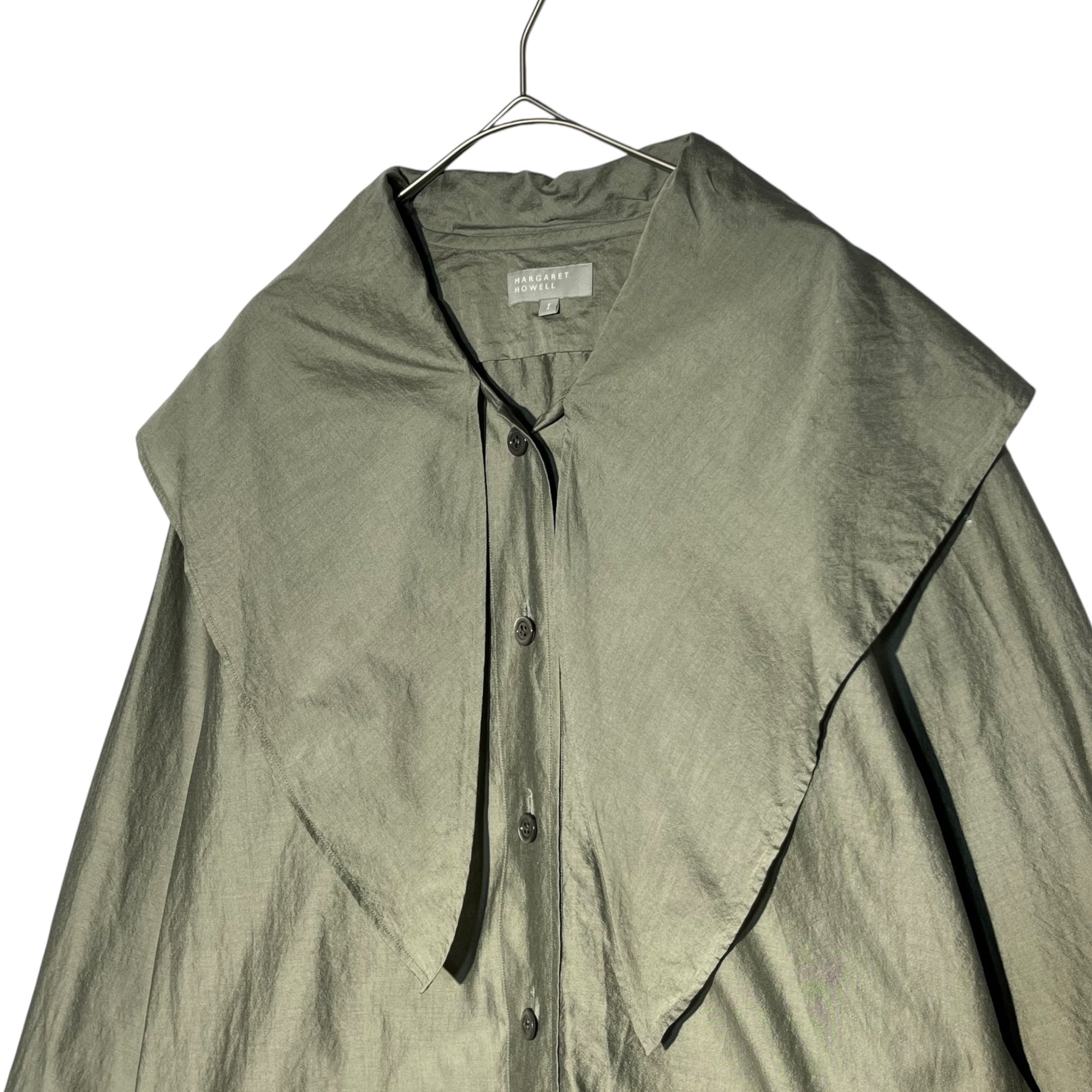 MARGARET HOWELL(マーガレットハウエル) 23SS FINE COTTON SILK BLOUSE コットン シルク ブラウス 578-3153005 1(S) カーキ