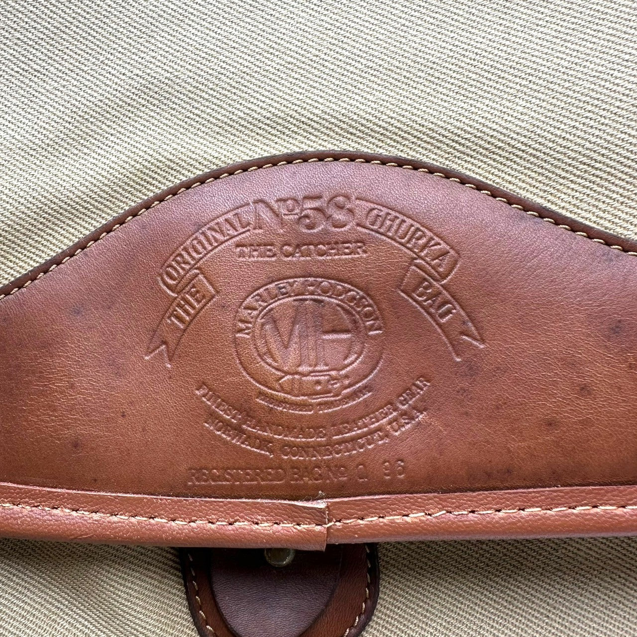 GHURKA(グルカ) N.58 Campus Leather Shoulder Bag キャンパス レザー ショルダー バッグ カーキ×ブラウン MARLEY HODGSON
