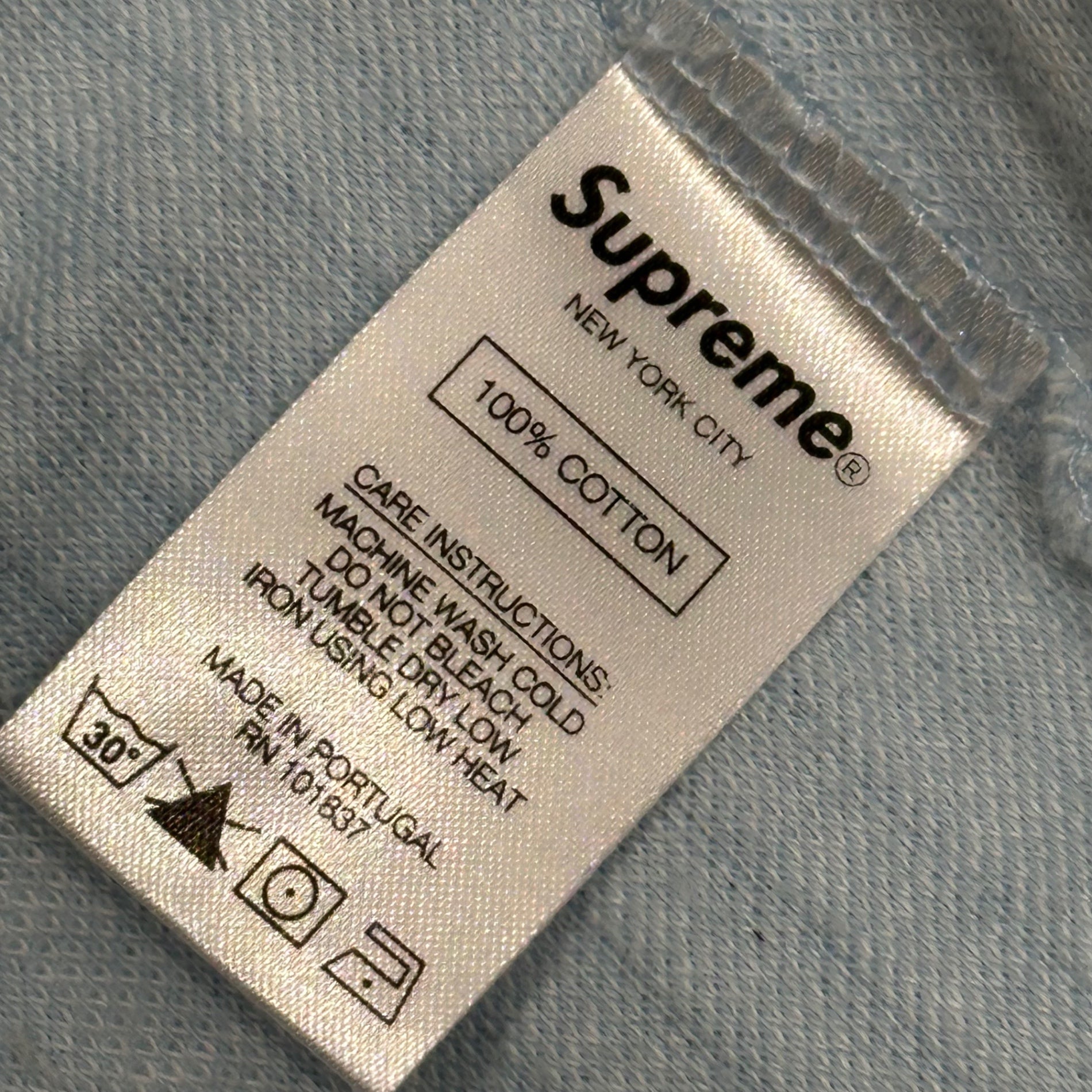 SUPREME(シュプリーム) 20AW Textured Stripe Crewneck ストライプロゴ スウェット L スカイブルー×ホワイト 20FW