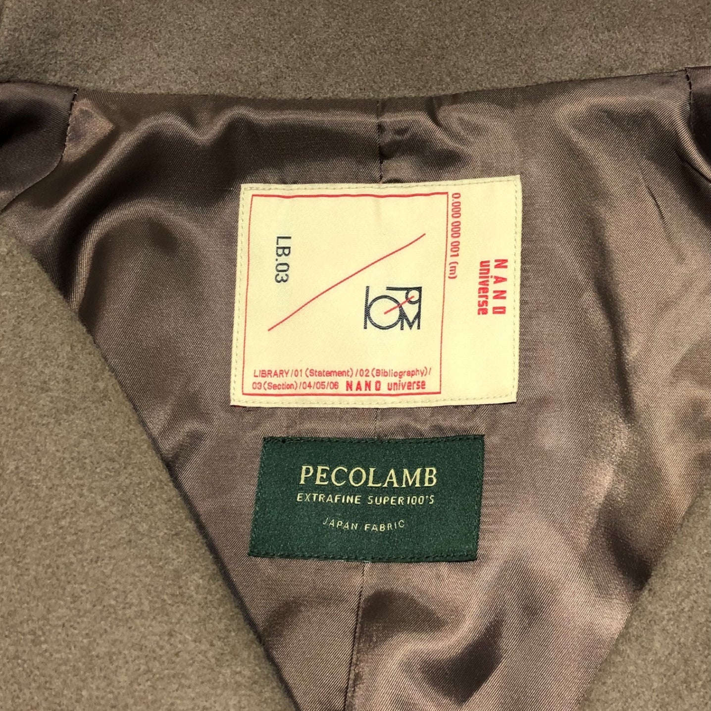 nano UNIVERSE(ナノユニバース) PECOLLAMB ウールビーバーロングモックネックコート 6693211304 M モカ グレージュ系 完売品