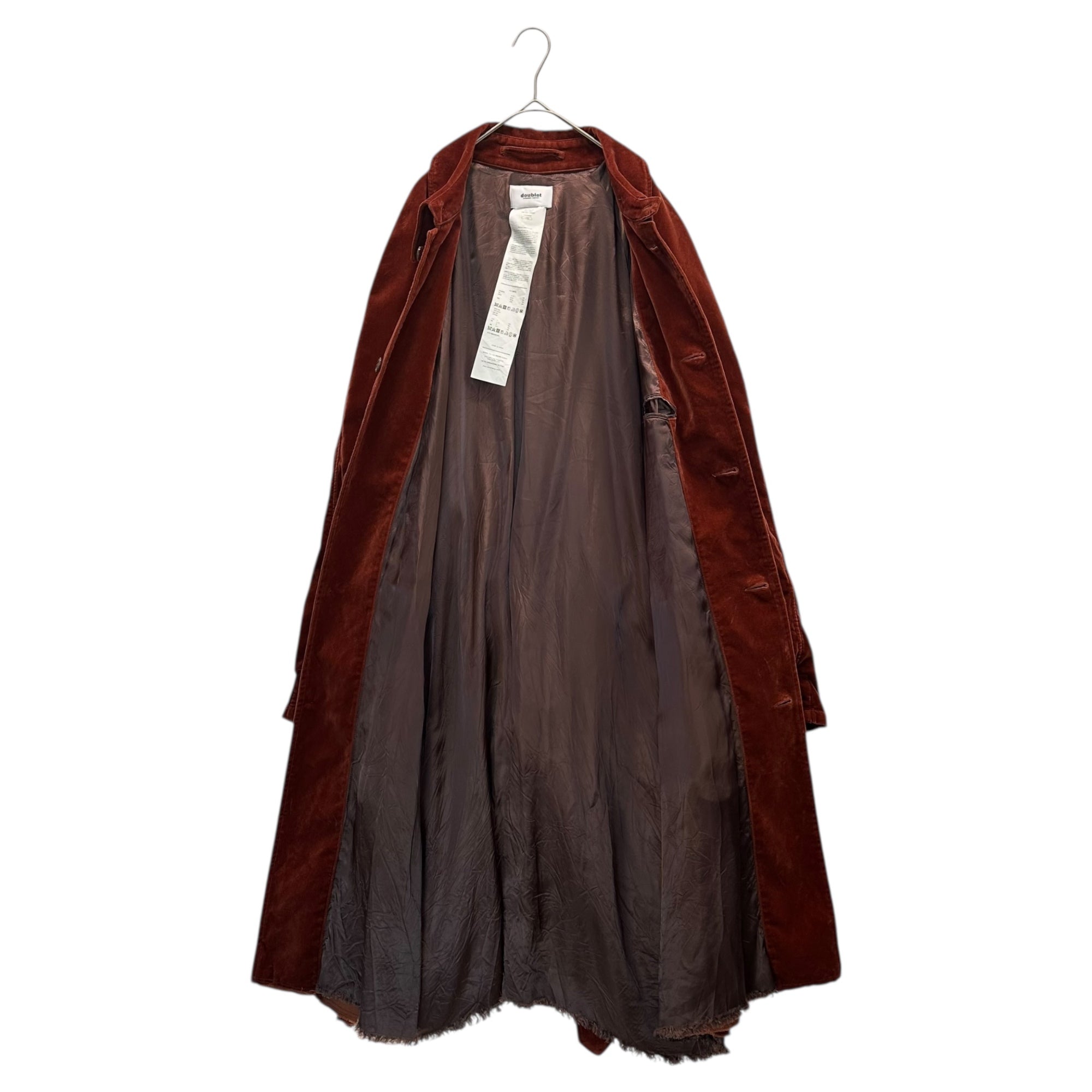 doublet(ダブレット) 21AW CUT OFF VELVET COAT カットオフベルベットコート 21AW09CO46 L ブラウン