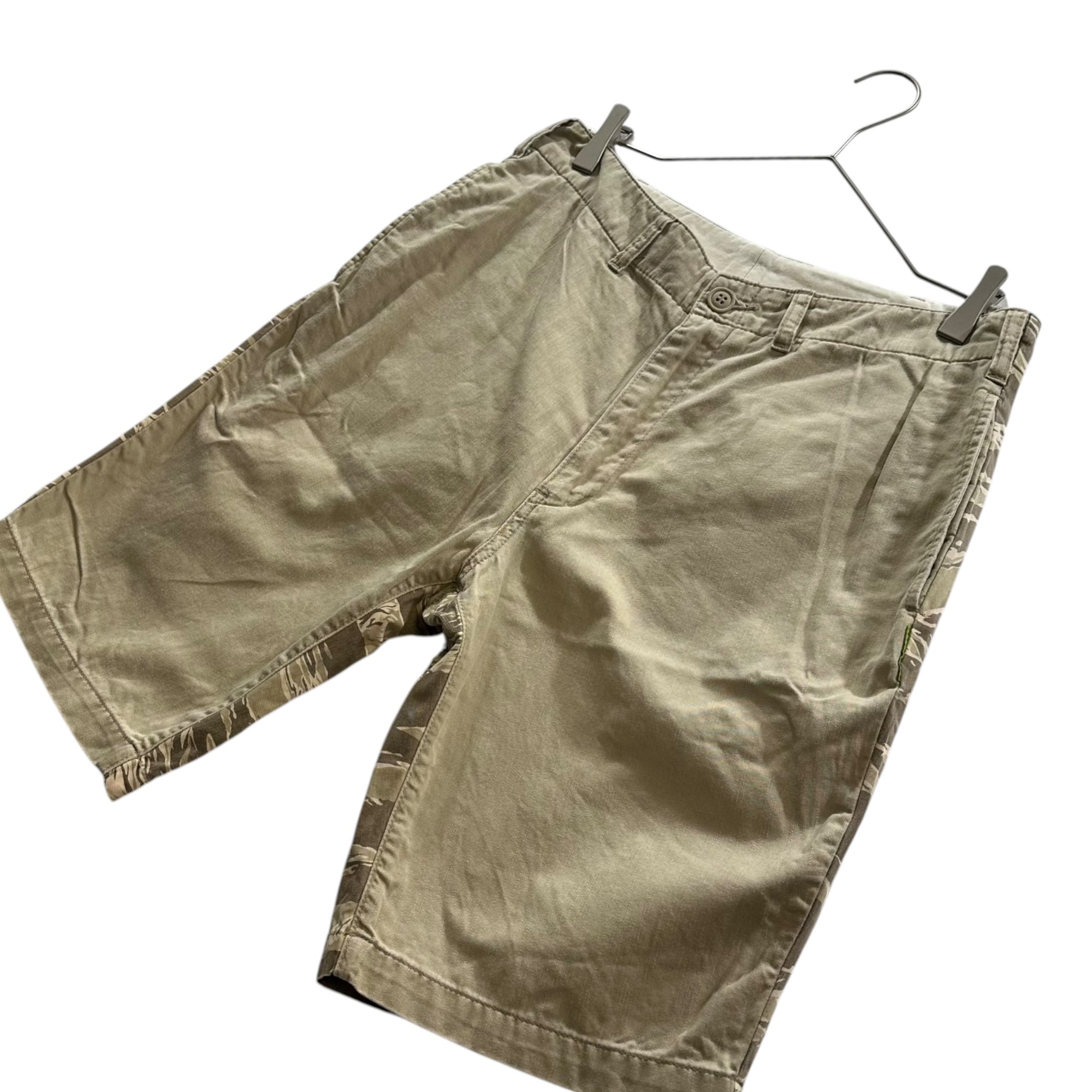 GOODENOUGH(グッドイナフ) 00's Tiger-Camo Patchwork Shorts タイガーカモ 切替 ショーツ M ベージュ ハーフ ショート パンツ