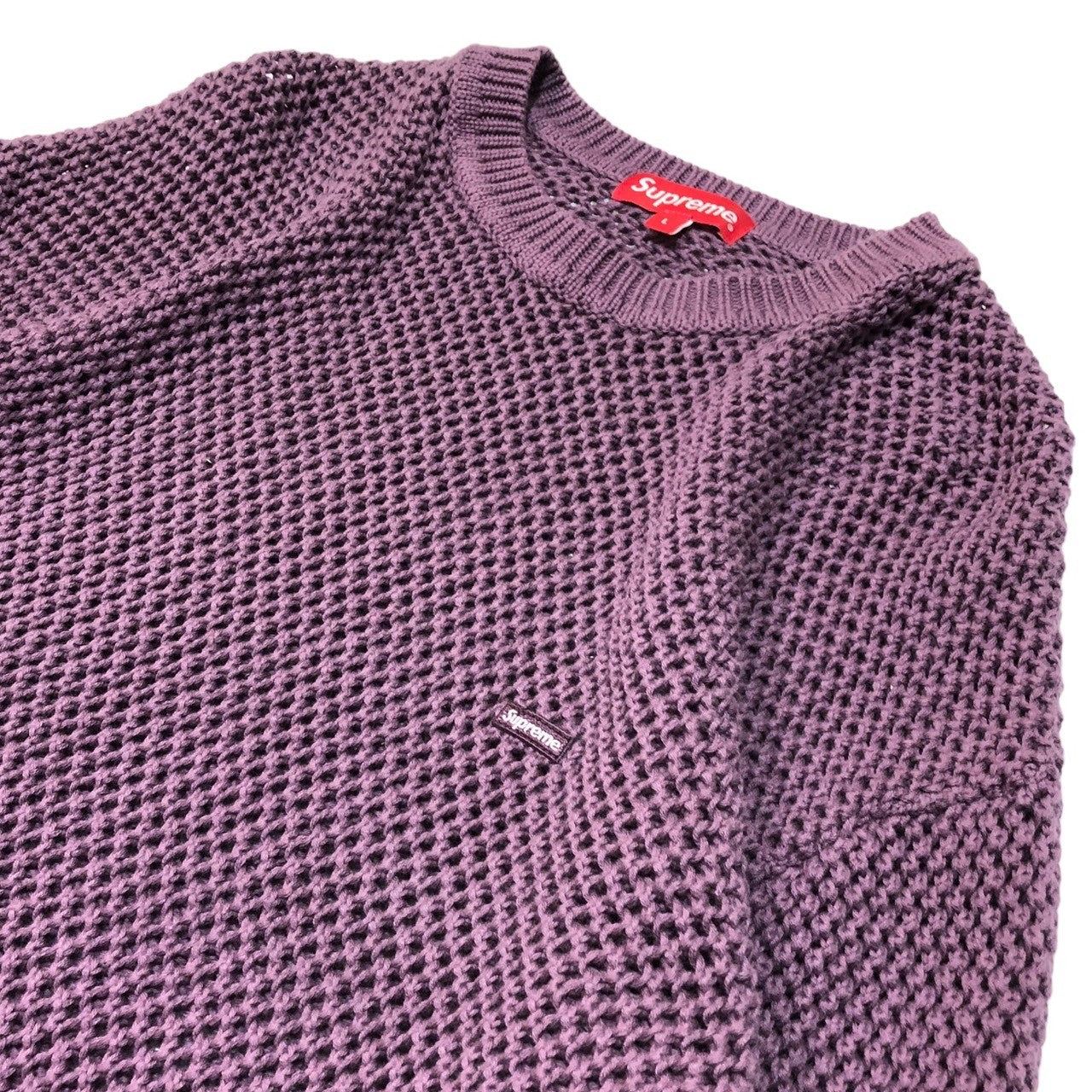 SUPREME(シュプリーム) 22SS Open Knit Small Box Sweater ニット スモール ロゴ スウェット メッシュ L パープル