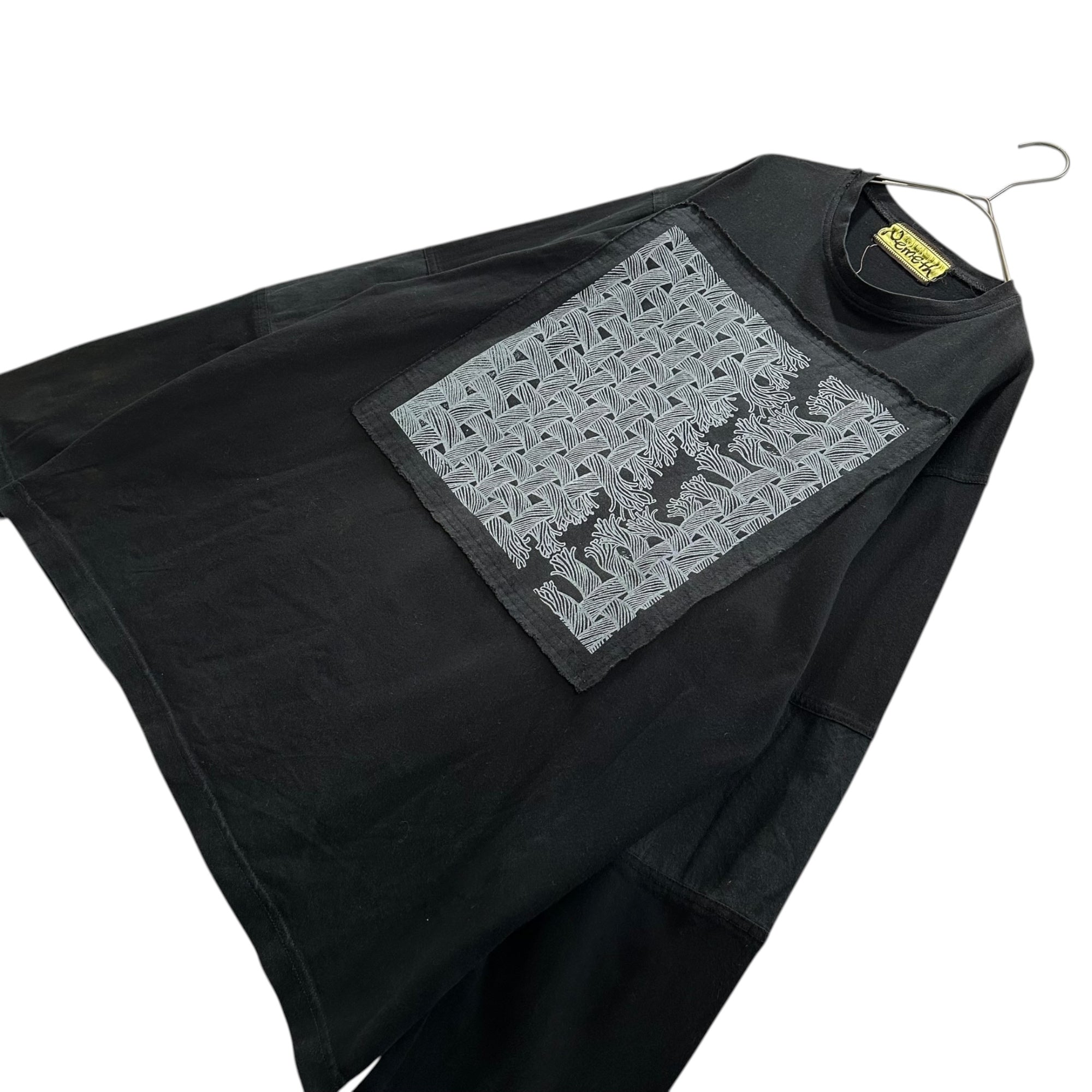 Nemeth(ネメス) Hard Work Screen Print Jersey - Swatch Patchwork Long-Sleeve T-Shirt ハードワーク スクリーン プリント パッチワーク 長袖 Tシャツ NO.108 FREE ブラック×グレー