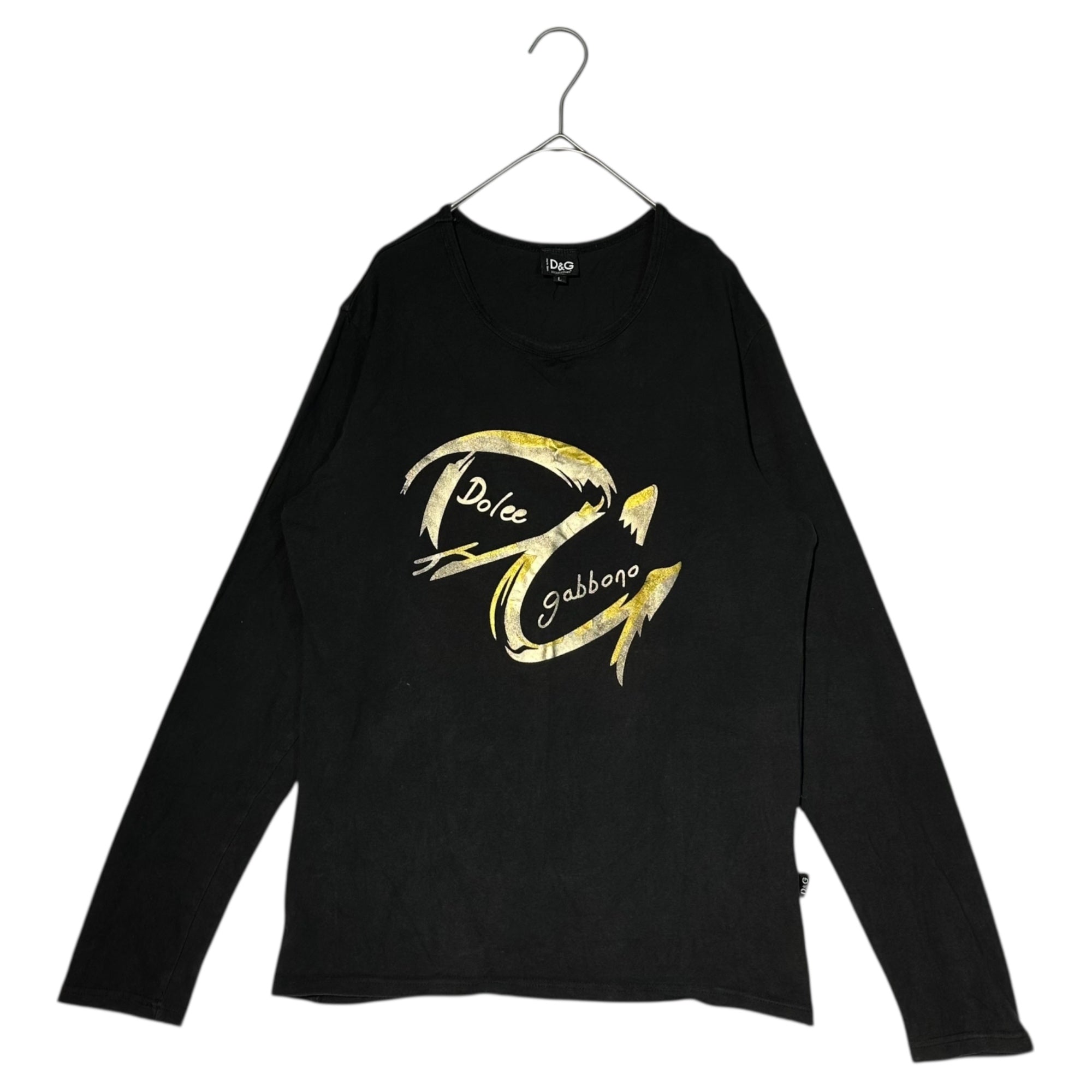D&G(ディー&ジードルガバドルチェ&ガッバーナ) Logo Stretch Long Sleeve Cut and Sewn ロゴ ストレッチ 長袖 カットソー L ブラック 国内代理店タグ無