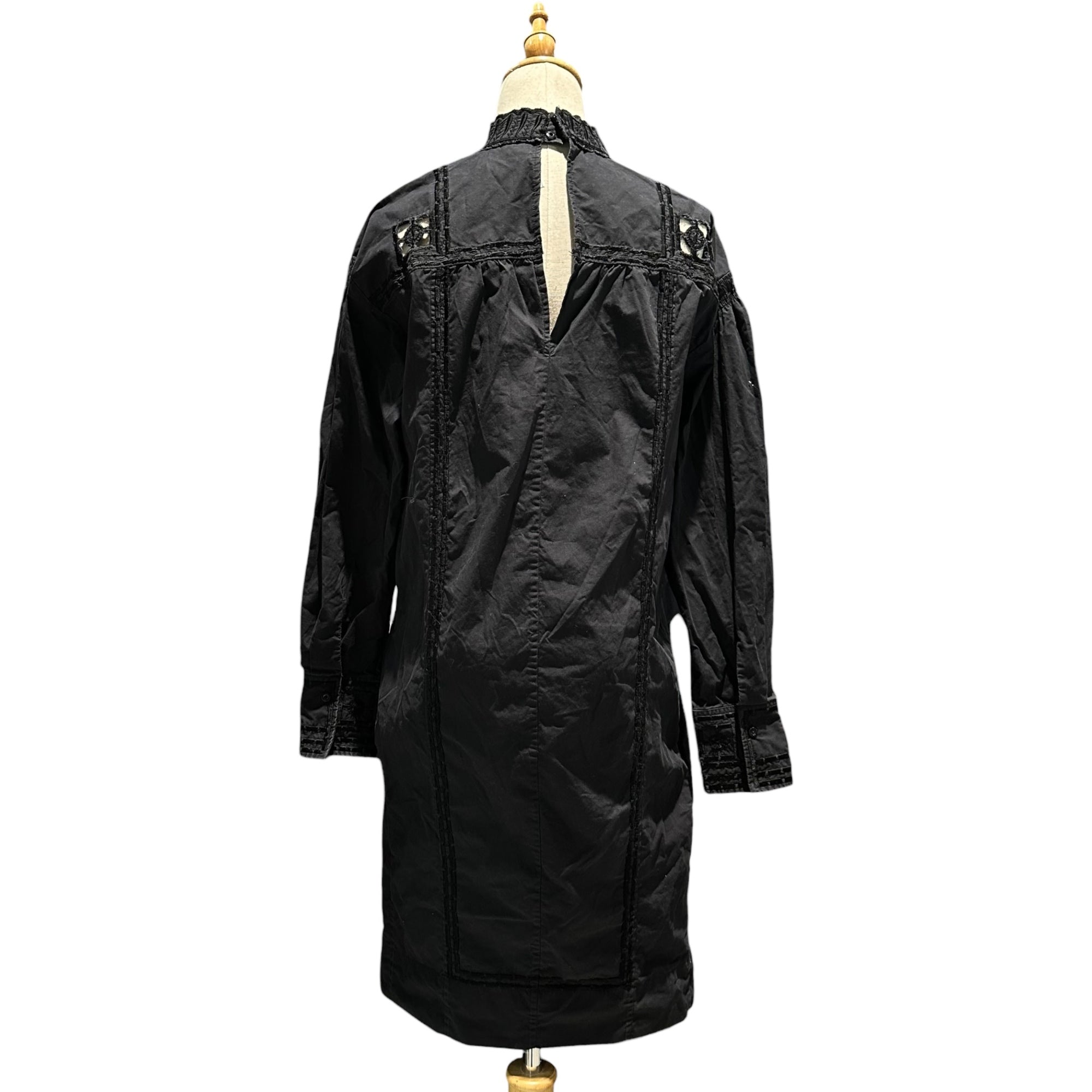 ISABEL MARANT(イザベルマラン) Ethnic Embroidered Stand Collar Cotton Dress エスニック 刺繍 スタンドカラー コットン ワンピース 36(S程度) ブラック サイドポケット