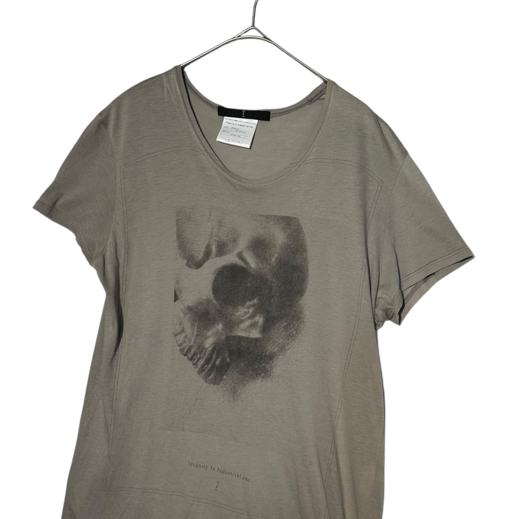 JULIUS(ユリウス) 08's Archive Skull Shadow Print Crew Neck Cut and Sewn 08年代 アーカイブ スカル 影 プリント クルーネック カットソー 1(S) グレー×ブラック