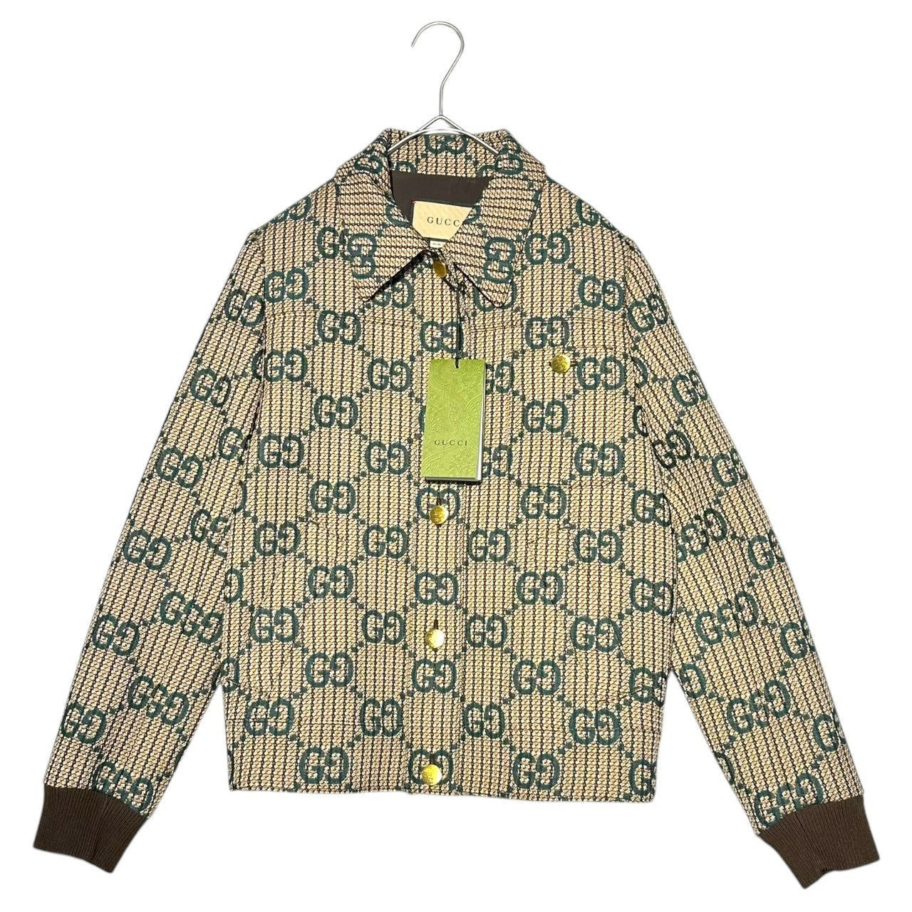GUCCI(グッチ) Cruise 2024/25 collection GG Logo Wool Bomber Jacket GG ロゴ ウール ボンバー ジャケット 776895 36(S程度) ブラウン×グリーン ブルゾン