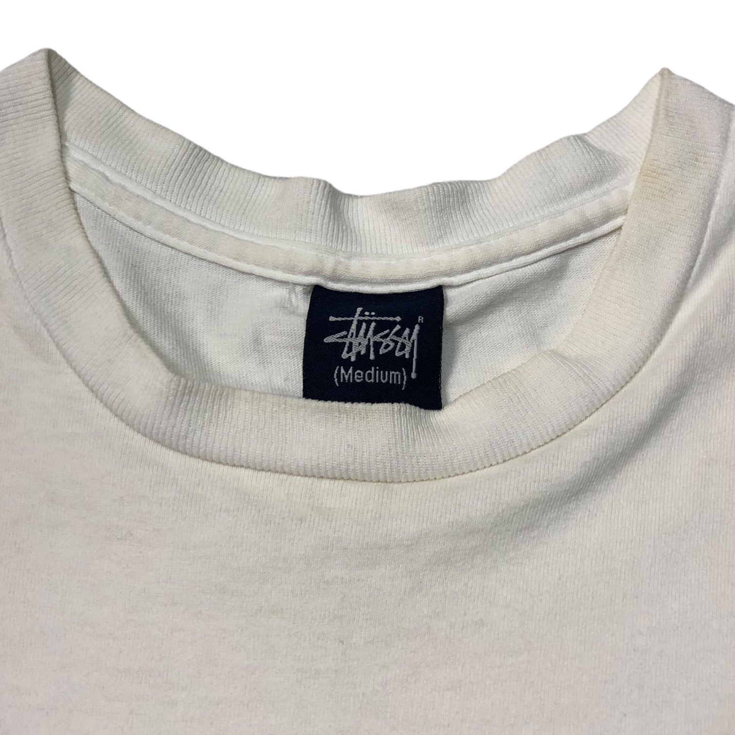 STUSSY(ステューシー) 90's~00's center logo ロゴ Tシャツ 紺タグ SIZE M ホワイト×ホワイト 90~00年代 OLD STUSSY