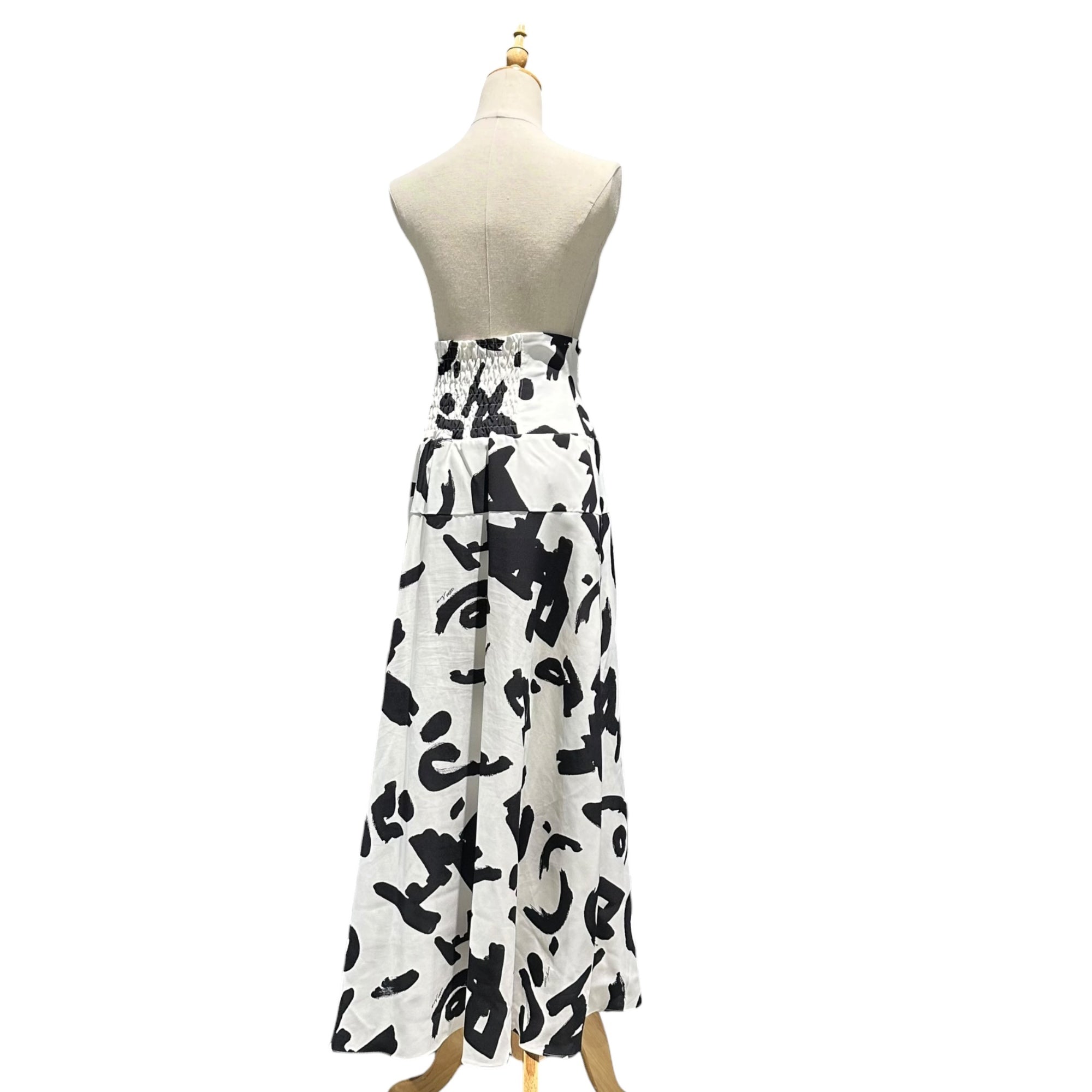 UN3D.(アンスリード) High-waisted maxi skirt ハイウエスト マキシ スカート 522020800301-01 38(M程度) ホワイト×ブラック