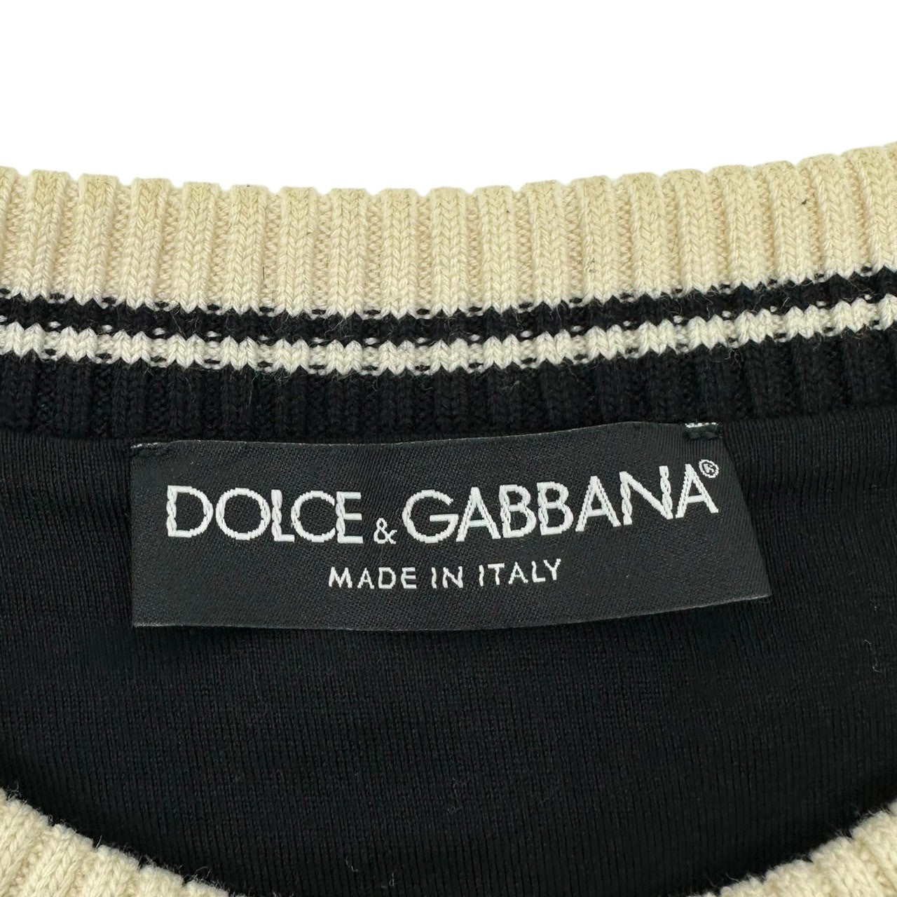 DOLCE&GABBANA(ドルチェ&ガッバーナドルガバ) ”#dgfamily” Face Leather Patch Sweatshirt フェイス レザー ワッペン スウェット G9JJ6Z G7LSY 46(S程度) ブラック