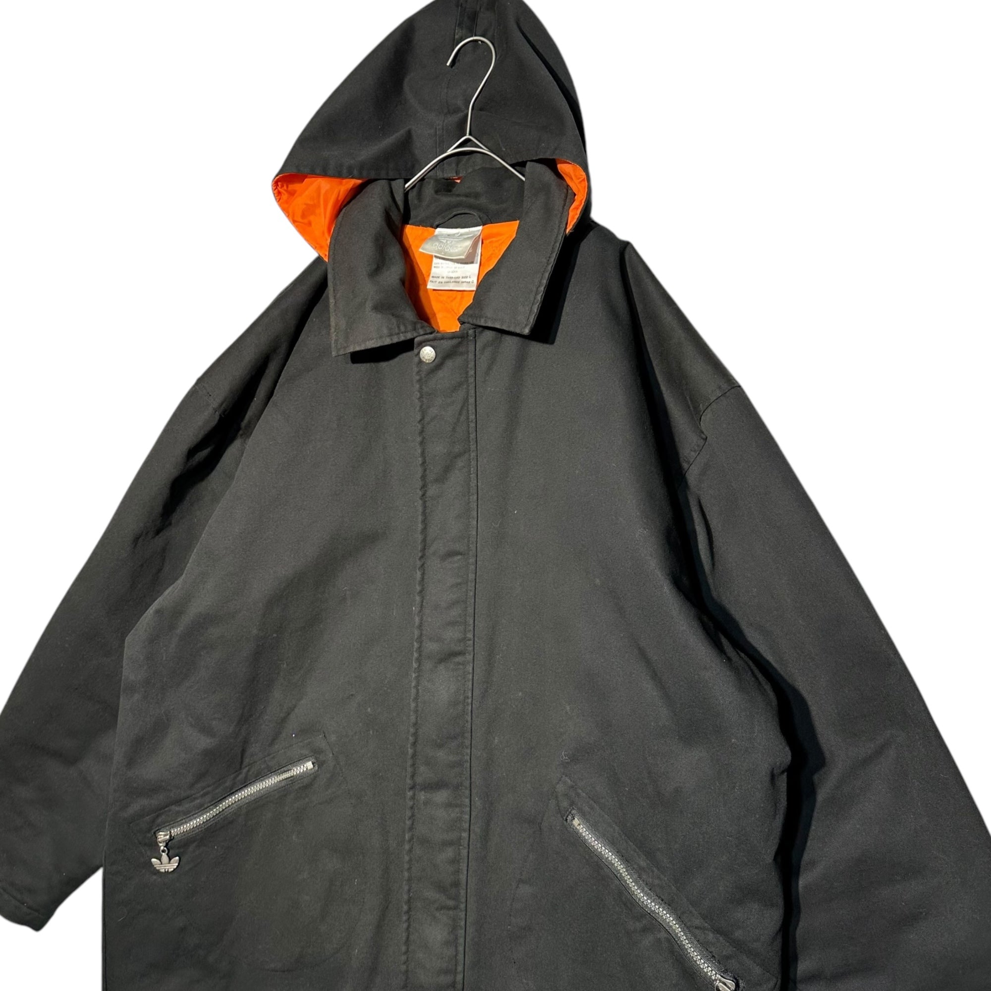adidas(アディダス) 90's back logo hooded jacket バックロゴ フーデット ジャケット L ブラック×オレンジ 万国旗タグ 90年代