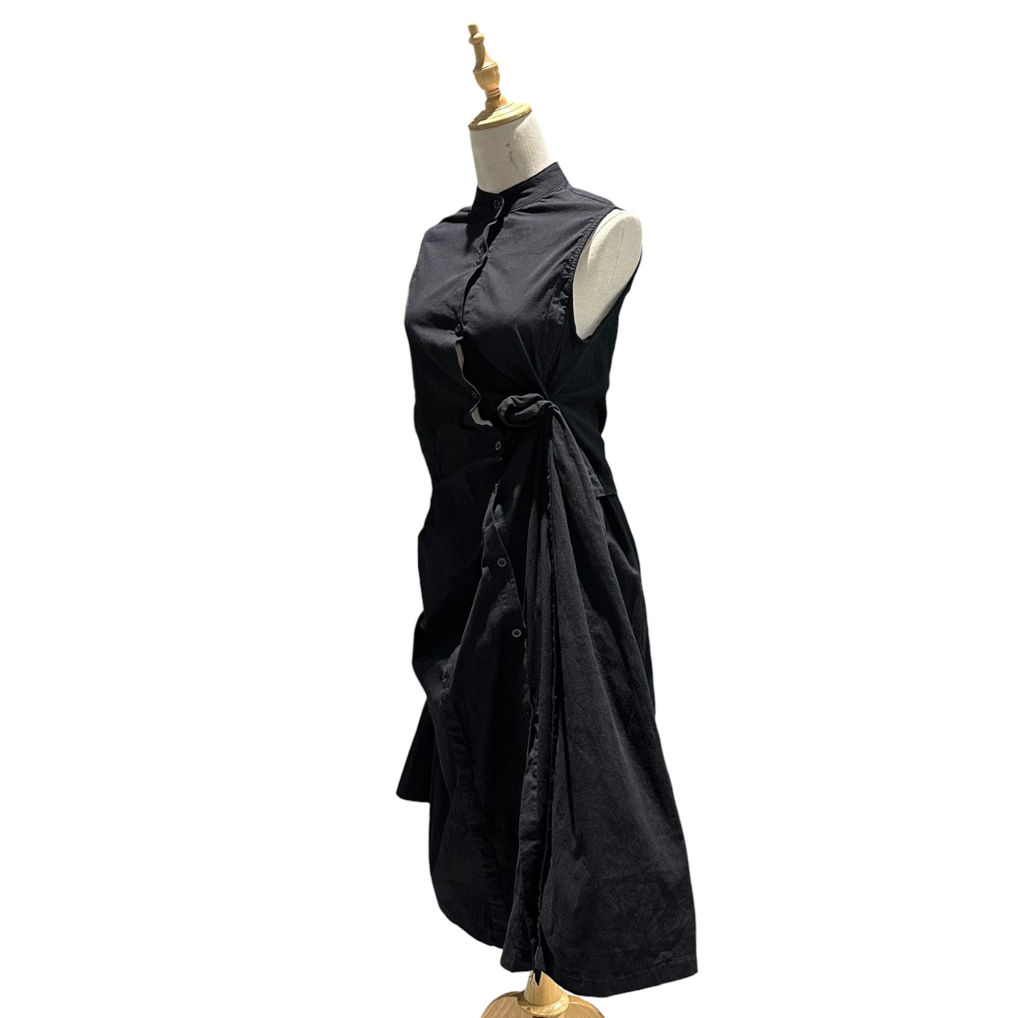 ISSEY MIYAKE FETEI(イッセイミヤケフェット) 2006SS Asymmetrical Gathered Sleeveless Dress 変形 ギャザー ノースリーブ ワンピース IF62FJ020 2 ブラック