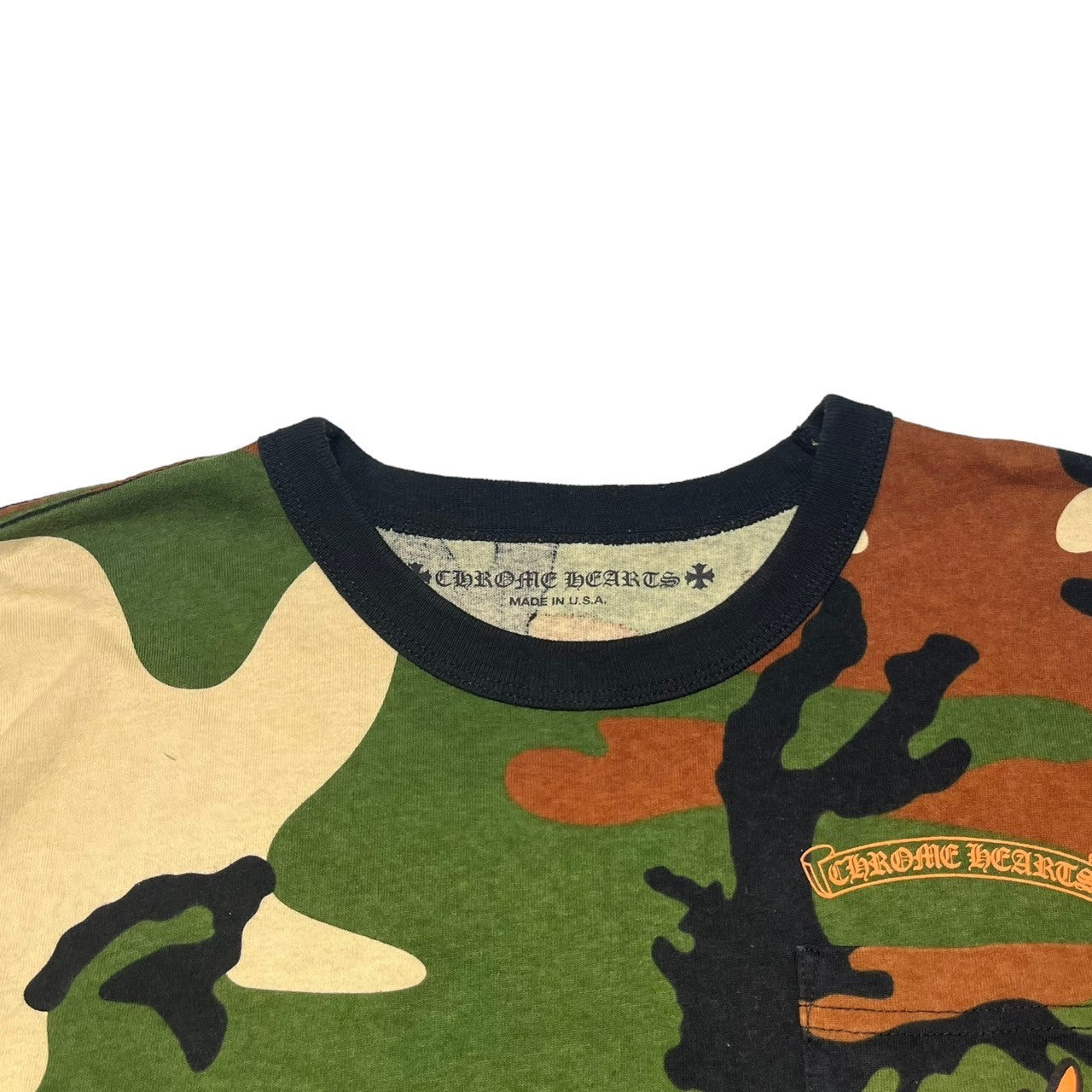 CHROME HEARTS(クロムハーツ) ×MATTY BOY PPO CAUTION T-SHRT カモフラ プリント Tシャツ XL グリーン×ブラウン USA製 半袖 コラボ マッティボーイ