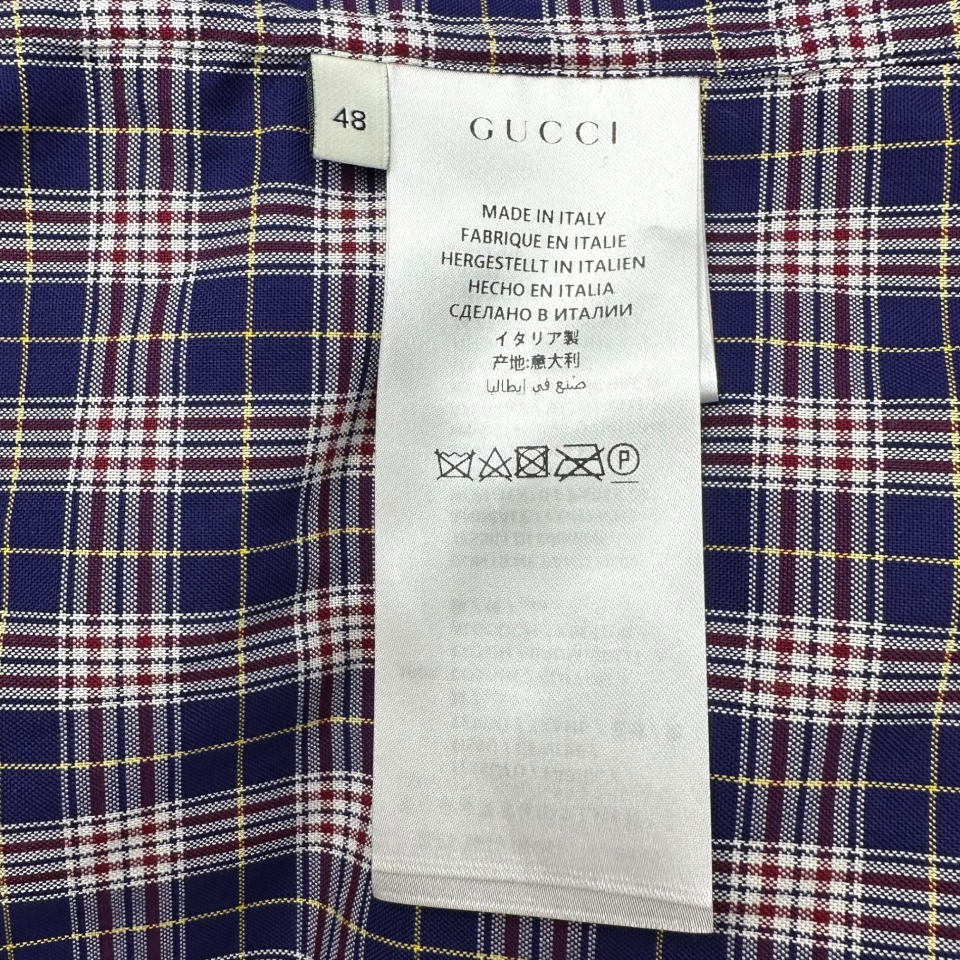 GUCCI(グッチ) 18SS ミケーレ期 ZAAZX Oversized Tartan Check S/S Shirt オーバーサイズ タータン チェック 半袖 シャツ 557391 48 パープル×レッド