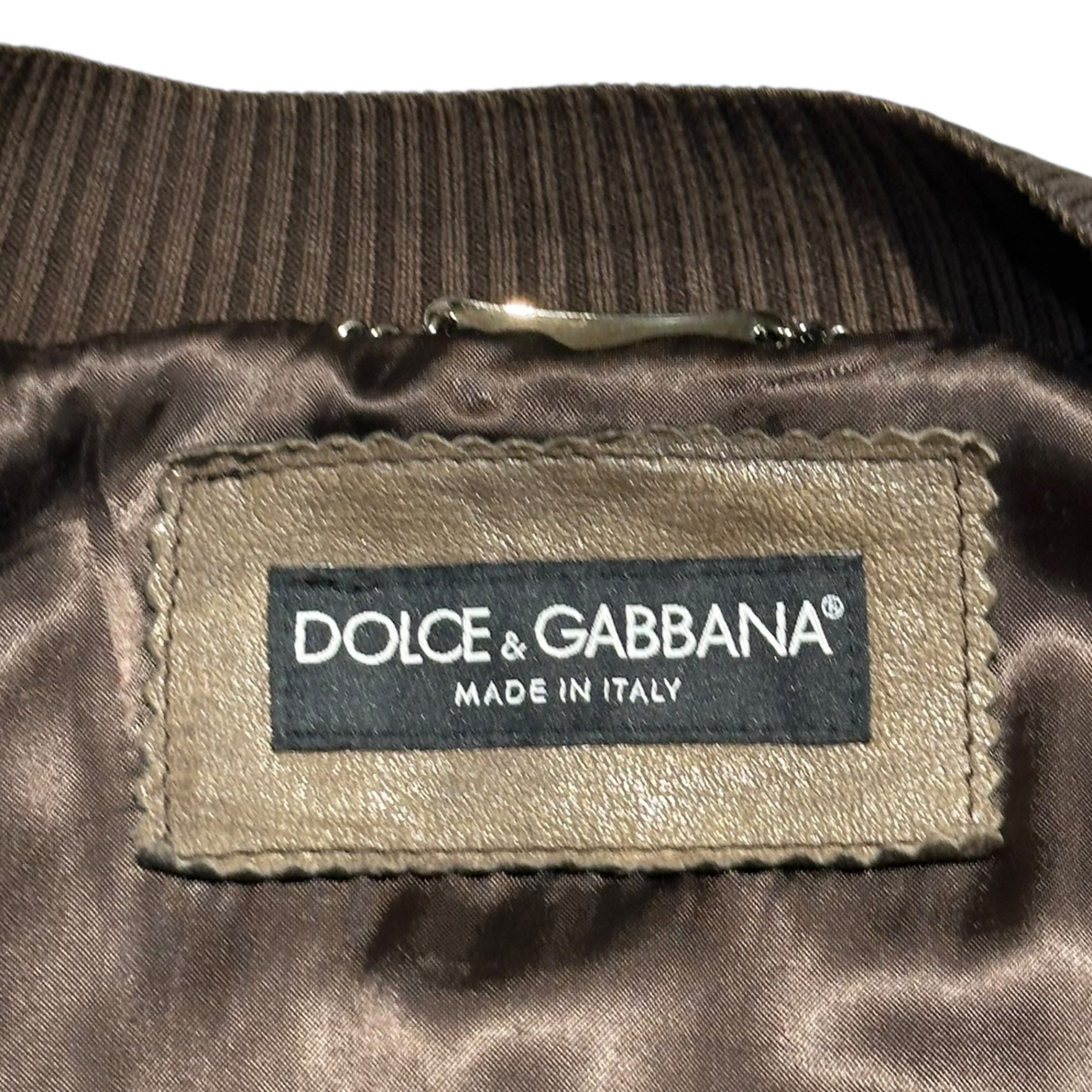 DOLCE&GABBANA(ドルチェ&ガッバーナドルガバ) Double Zip Lamb Leather Bomber Jacket ダブルジップ ラムレザー ボンバー ジャケット G9M97L FULSZ 46(S程度) ブラウン