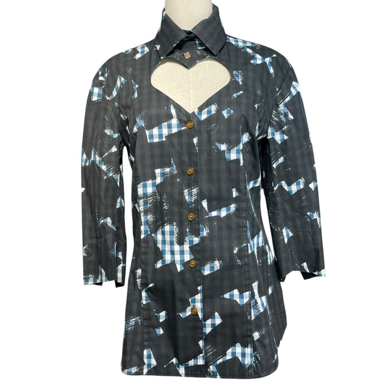 Vivienne Westwood RED LABEL(ヴィヴィアンウエストウッドレッドレーベル) 17SS Plaid Love Shirt チェック柄 ラブシャツ 12-01-871017 42(S) ブルー×ブラック