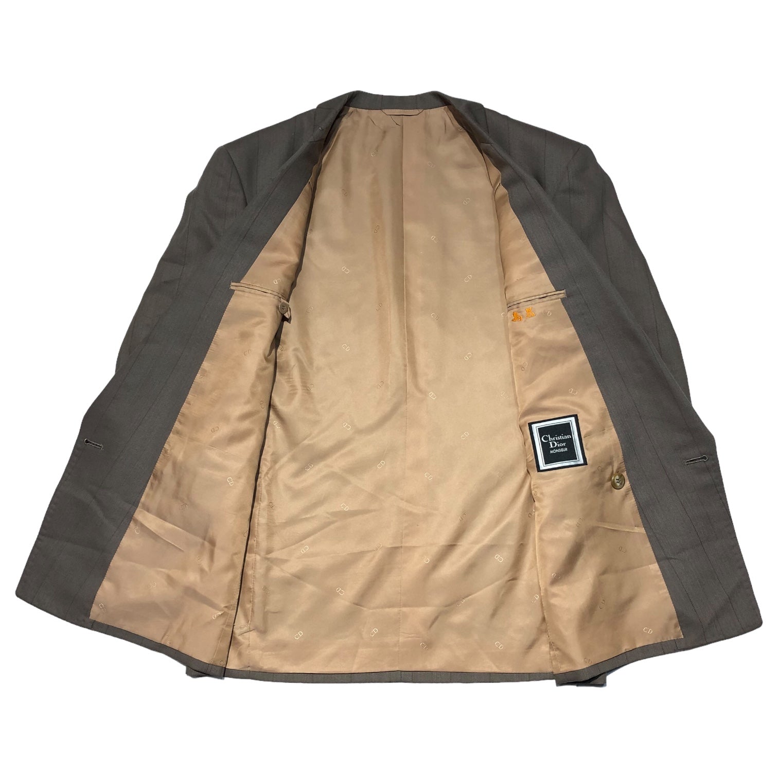 Christian Dior MONSIEUR(クリスチャンディオールムッシュ) 80's ~ 90's striped double jacket setup ストライプ ダブル ジャケット セットアップ スーツ 80年代~90年代 A-4(M程度) ベージュ