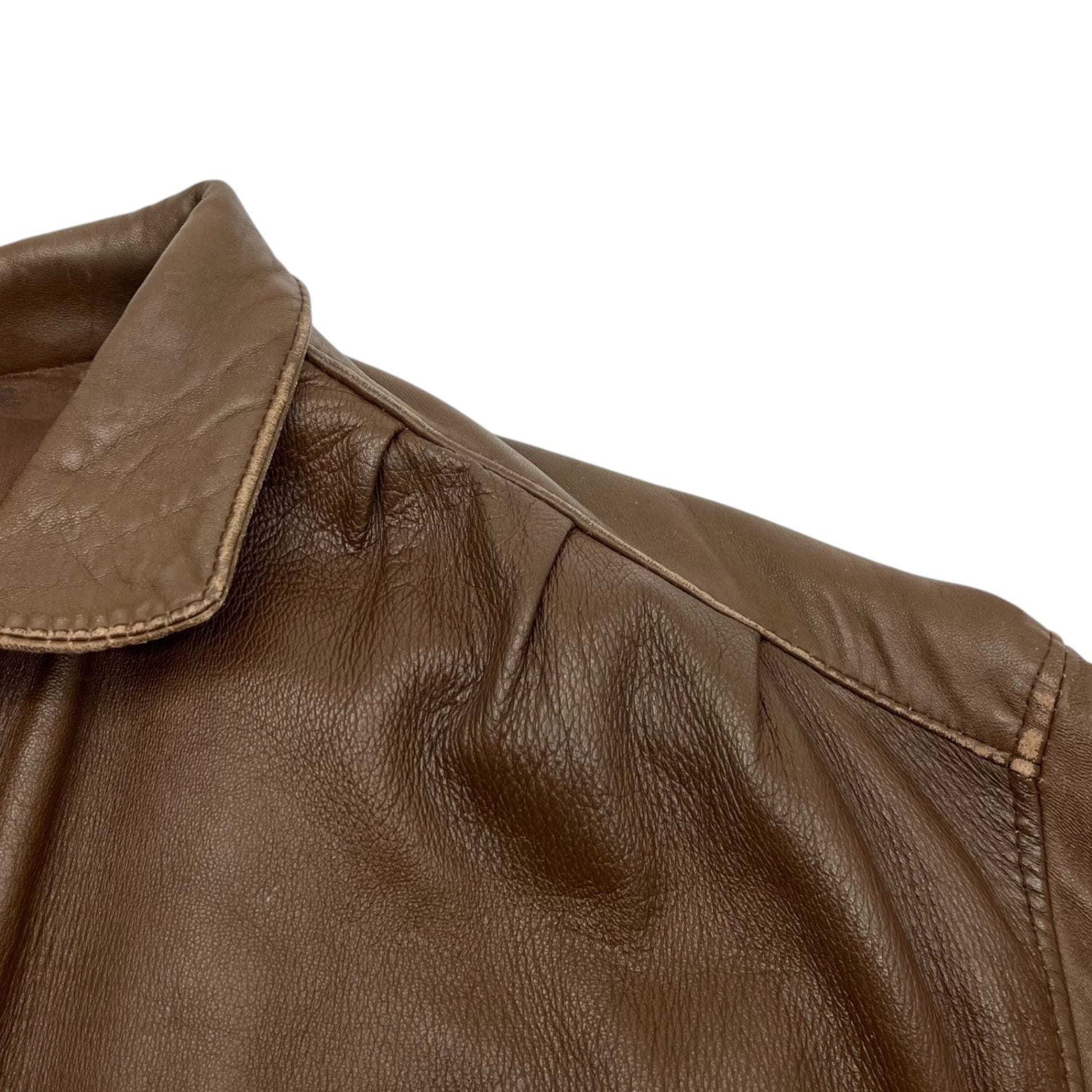 Euro vintage(ヨーロッパヴィンテージ) brown leather front ribbon design jacket フロントリボン付きブラウンレザージャケット 表記無し(M~L程度) ブラウン