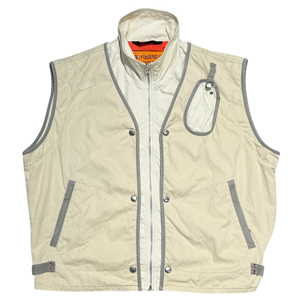 DIESEL(ディーゼル) 22SS J-OHLEN 2WAY MILITARY VEST JACKET ミリタリー ベスト ジャケット A062170JKKH L アイボリー ブルゾン