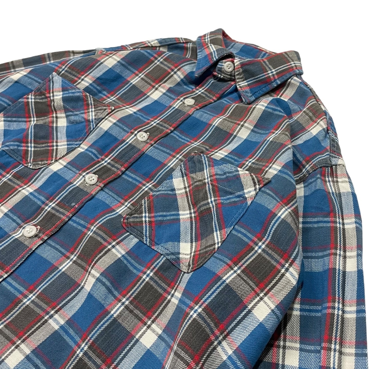 BIGMAC(ビッグマック) 70's cotton check shirt ヴィンテージ コットン チェック シャツ ネルシャツ L TALL ブルー×グレー JCPenney 70年代