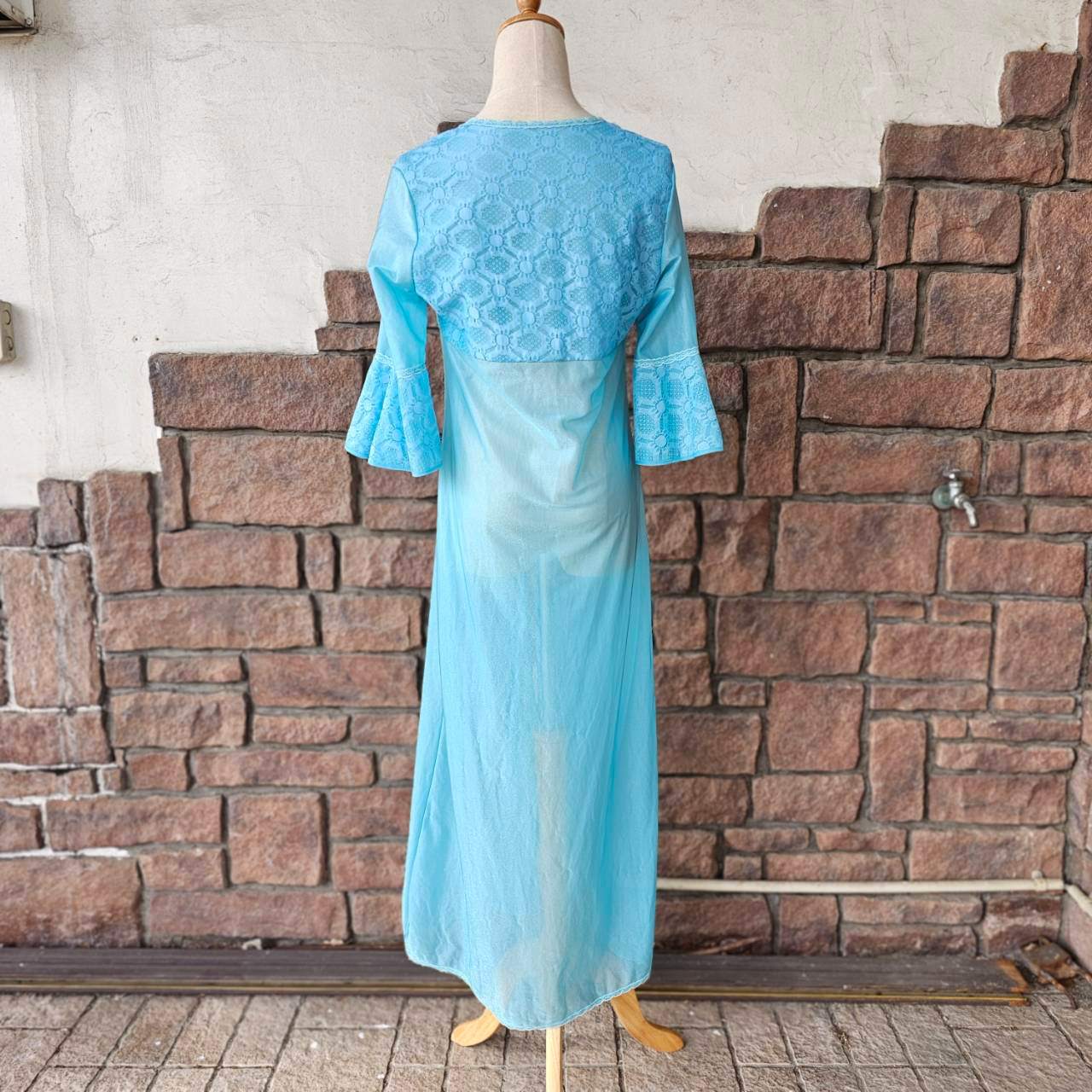 VINTAGE(ヴィンテージ) 90's see-through gown dress シースルー ガウン ワンピース SIZE FREE ライトブルー