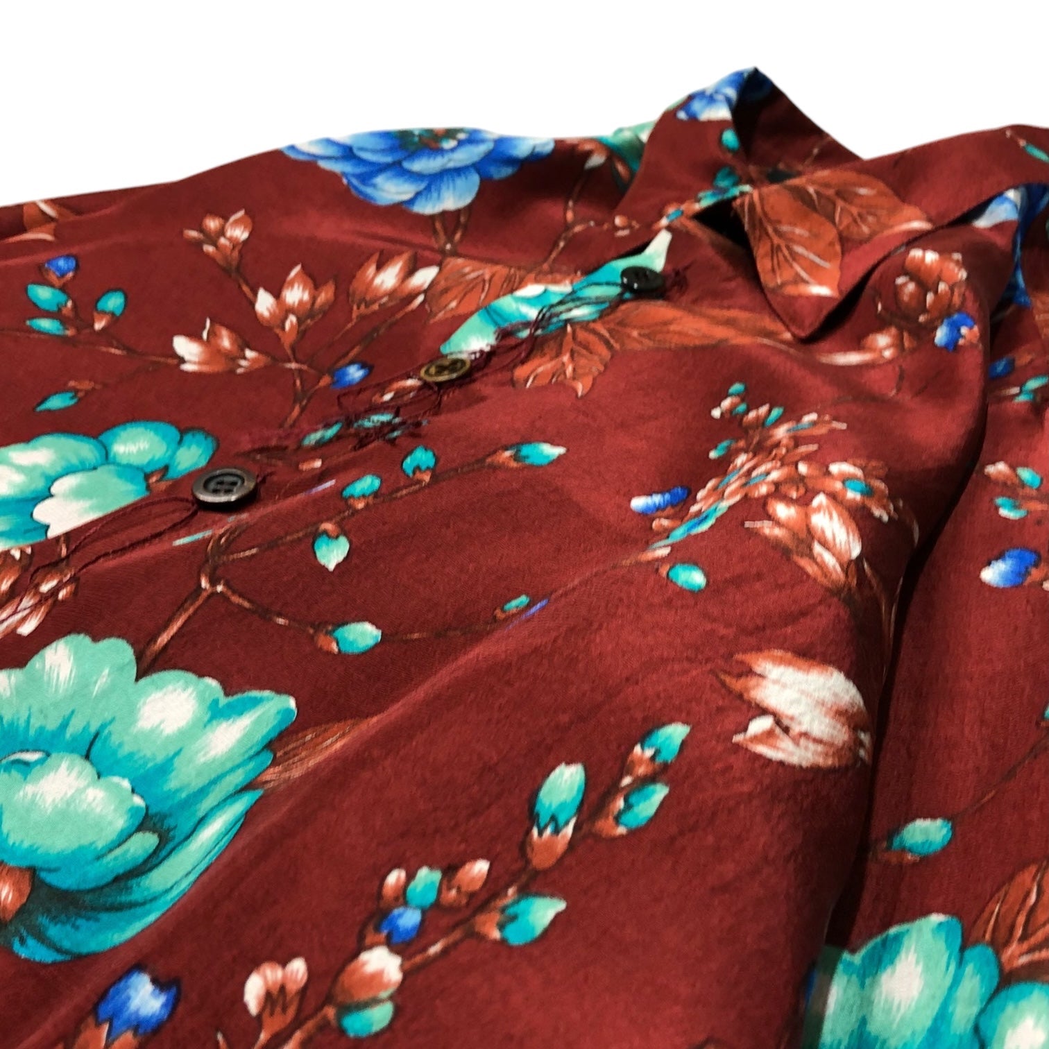 ARCHIVIO J.M.Ribot(アルキビオ J.M.リボット) FLOWER SILK SHIRT フラワー シルク シャツ 44(S程度) レッド ヴィンテージ シルク