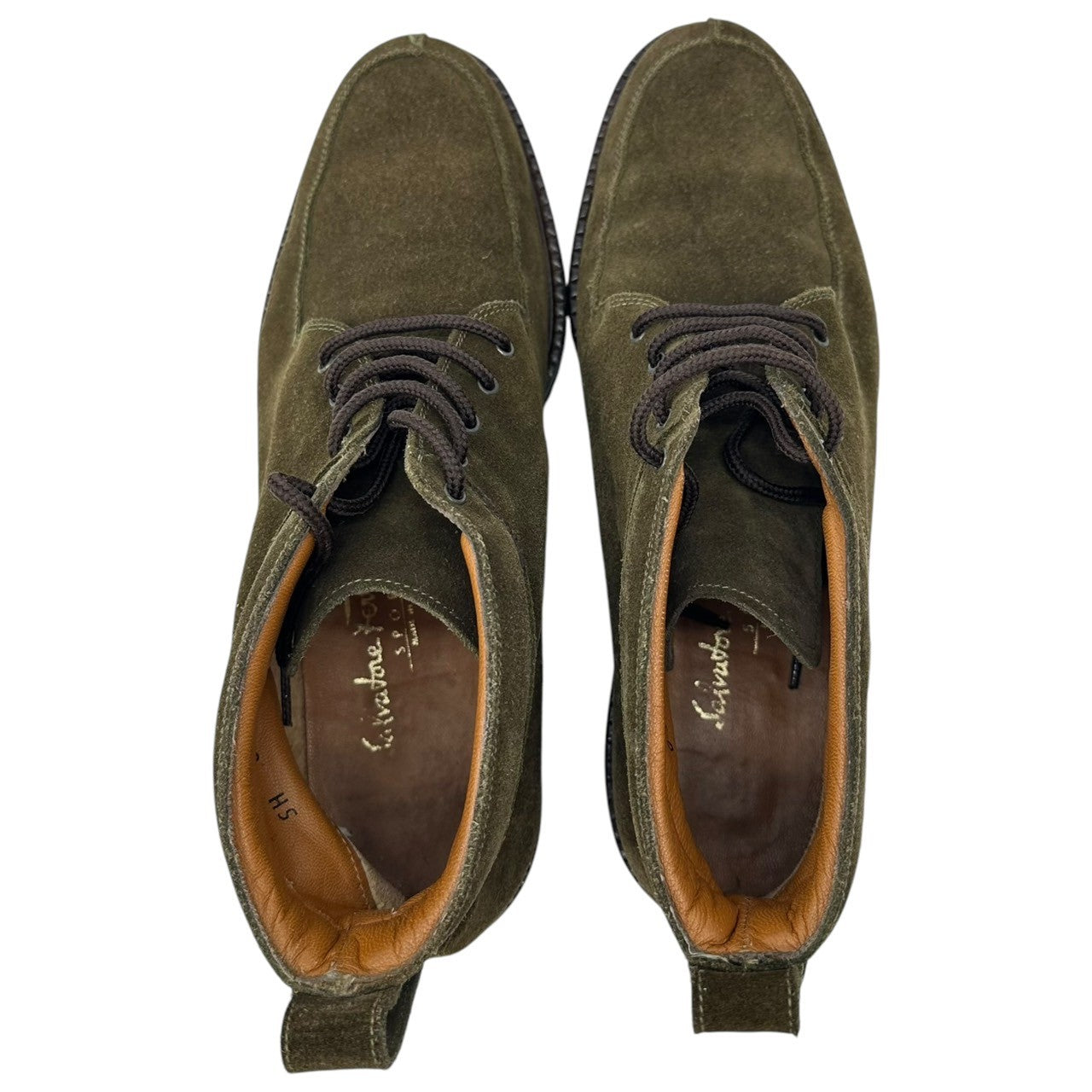 Salvatore Ferragamo(サルヴァトーレフェラガモ) SPORTS Suede leather chucker boots スウェード レザー チャッカー ブーツ 0372 7(24cm程度) ブラウン レザー シューズ