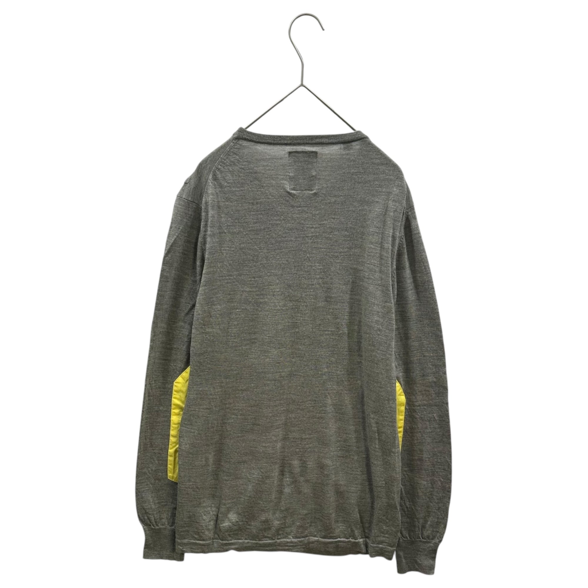 VISVIM(ビズビム/ヴィズヴィム) 2000’s Wool Elbow Patch Sweater ウール エルボーパッチ ニット M グレー×イエロー