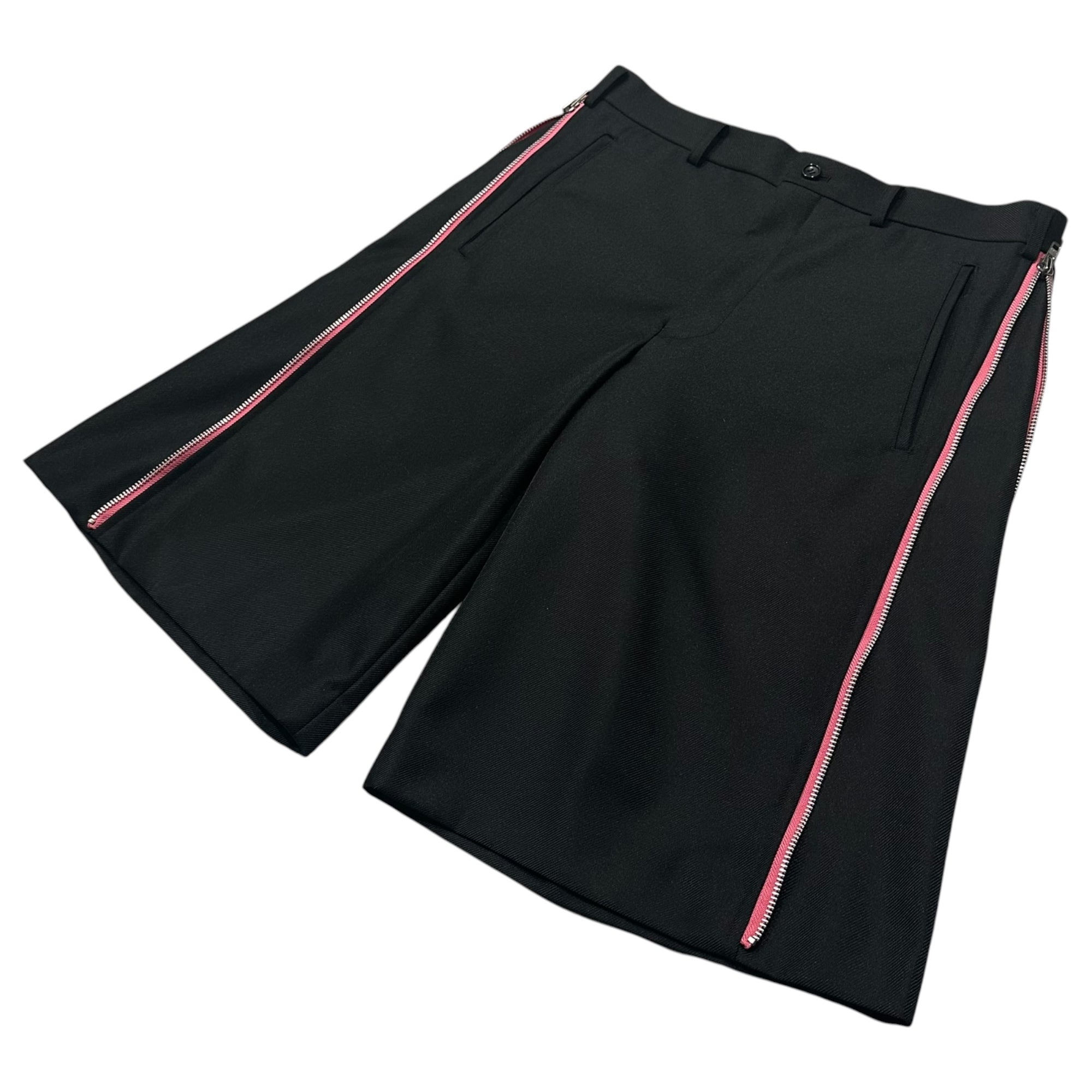 COMME des GARCONS HOMME PLUS(コムデギャルソンオムプリュス) 2025SS Side Pink Zip Polyester Wide Shorts サイド ピンク ジップ ポリ ワイド ショーツ ハーフ パンツ PO-P049 M ブラック×ピンク AD2024