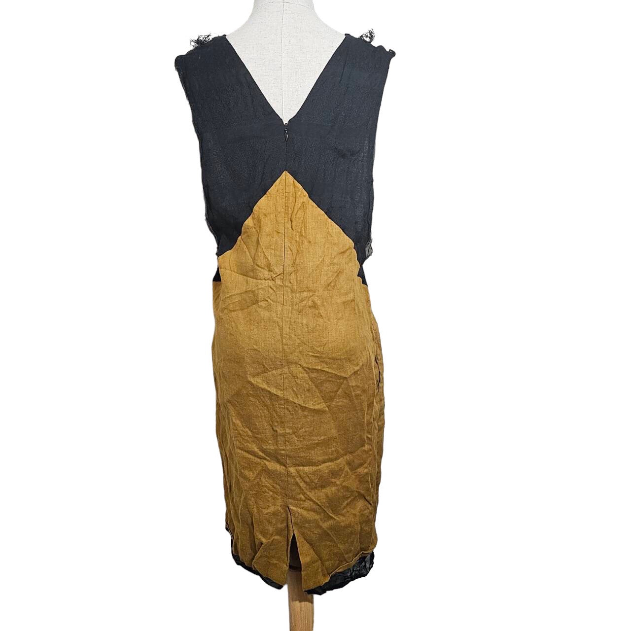 Tabrik(タブリク) リネンシルクノースリーブワンピース SIZE FREE マスタード×ブラック